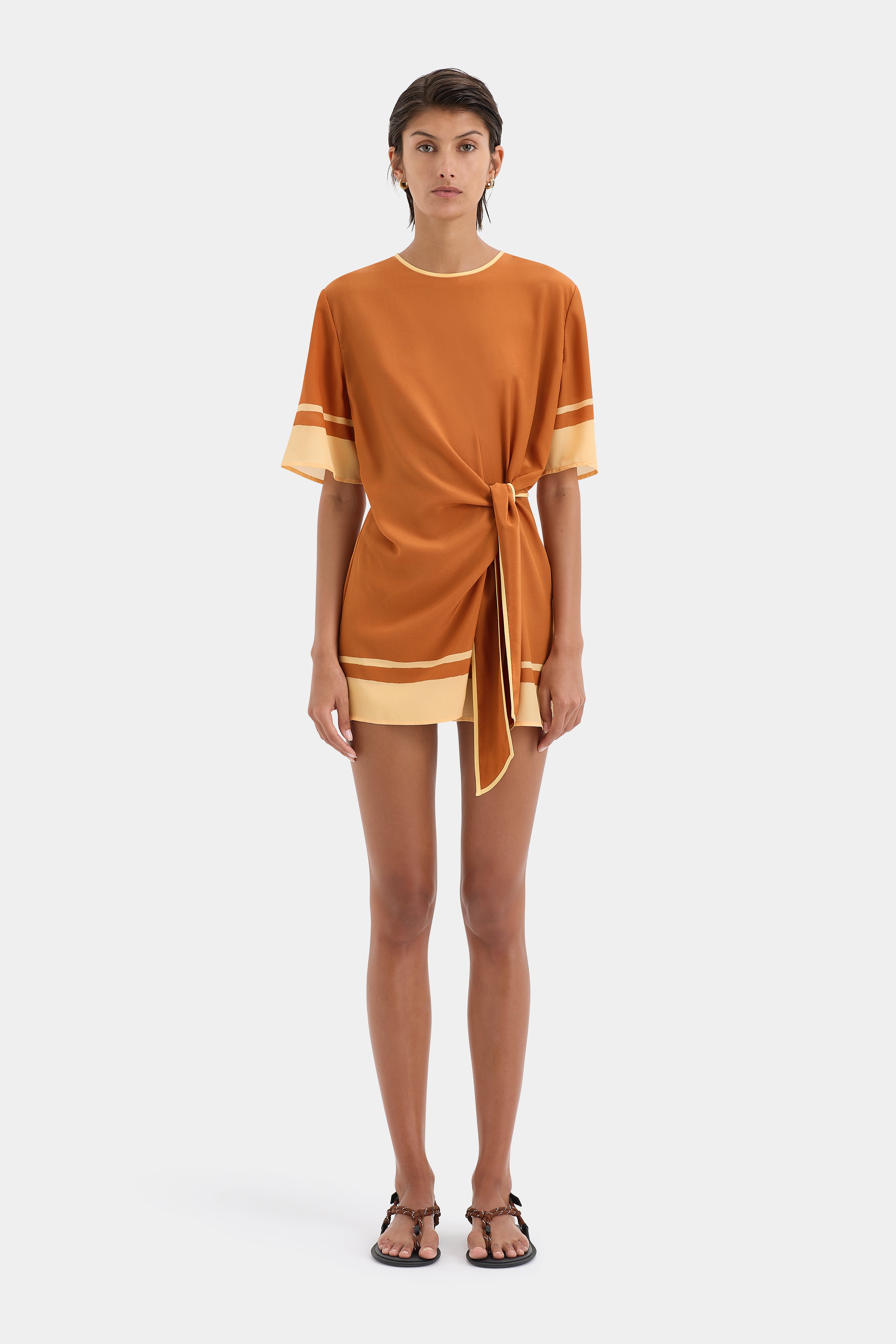 Soma Mini Dress in Rust Color - Flowy Summer Dress for Women, Perfect for Beach, Vacation & Casual Outings
