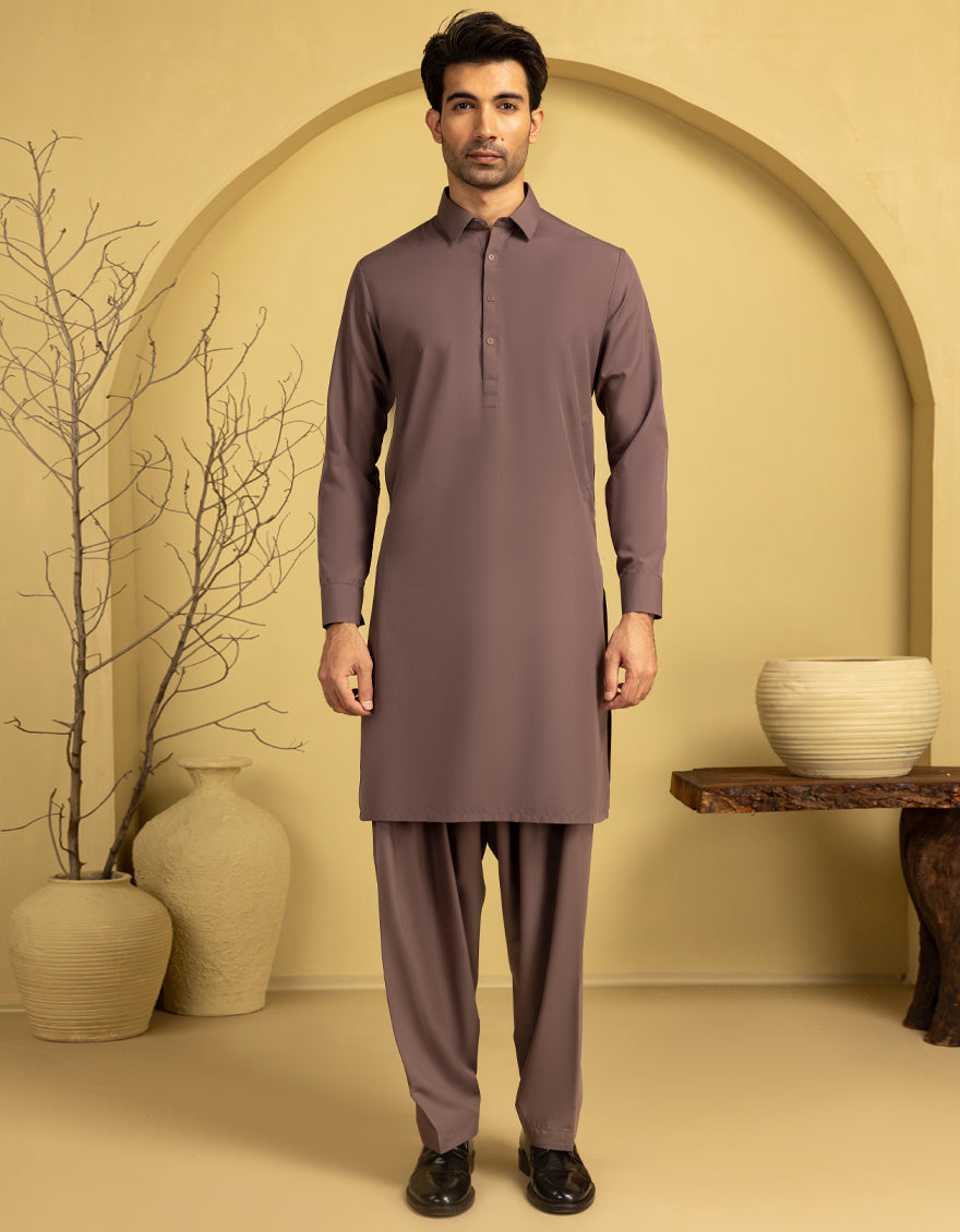 Premium Blended Brown Unstitched Suit for Men - J. Junaid Jamshed - Perfect for Weddings, Eid & Formal Occasions