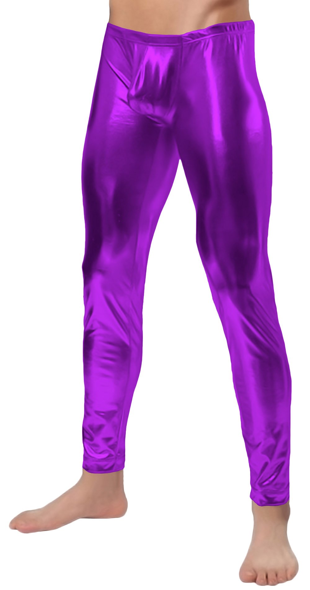 Sheface Men's Shiny Metallic Long Pants - Slim Fit Stretch Trousers for Nightclub, Party & Performance | Fashionable & Comfortable