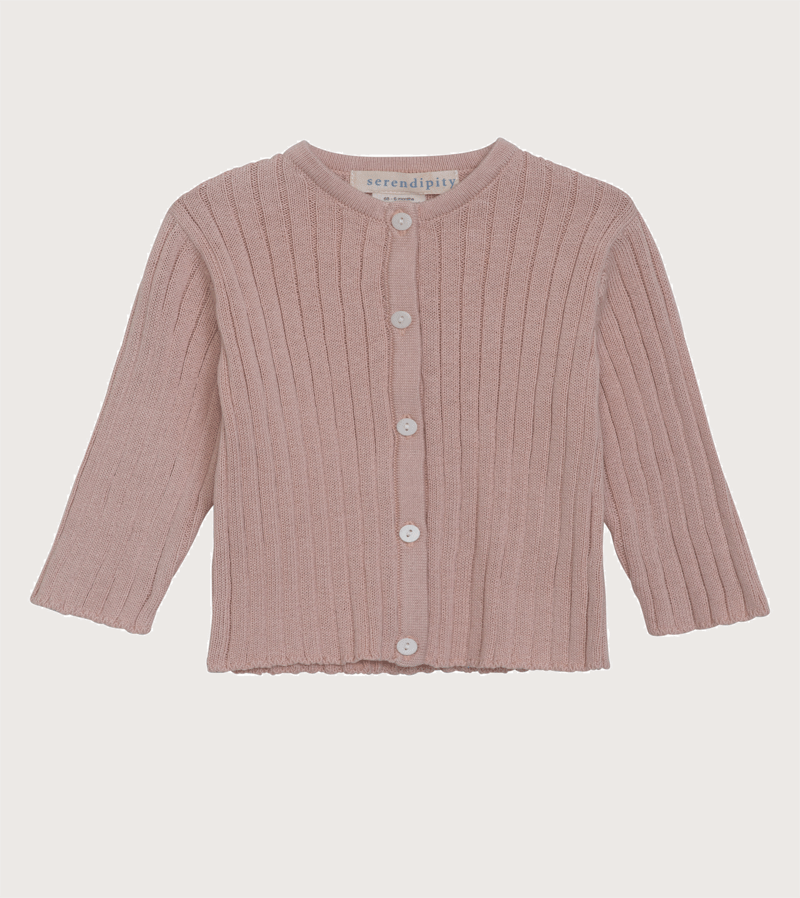 Organic Baby Cardigan for Girls & Boys - Soft Rose Dust Knit Sweater by Serendipity | Perfect for Newborn Photoshoots & Special Occasions