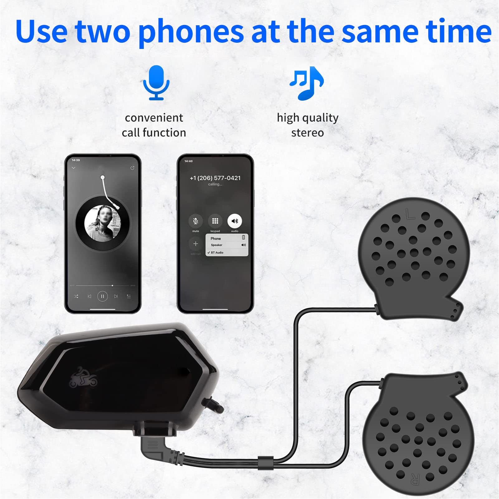 Tangxi Bluetooth Motorcycle Helmet Headset - Wireless Intercom Communication System with Smart Noise Cancellation & Long Battery Life - Perfect for Group Riding, GPS Navigation & Hands-Free Calls