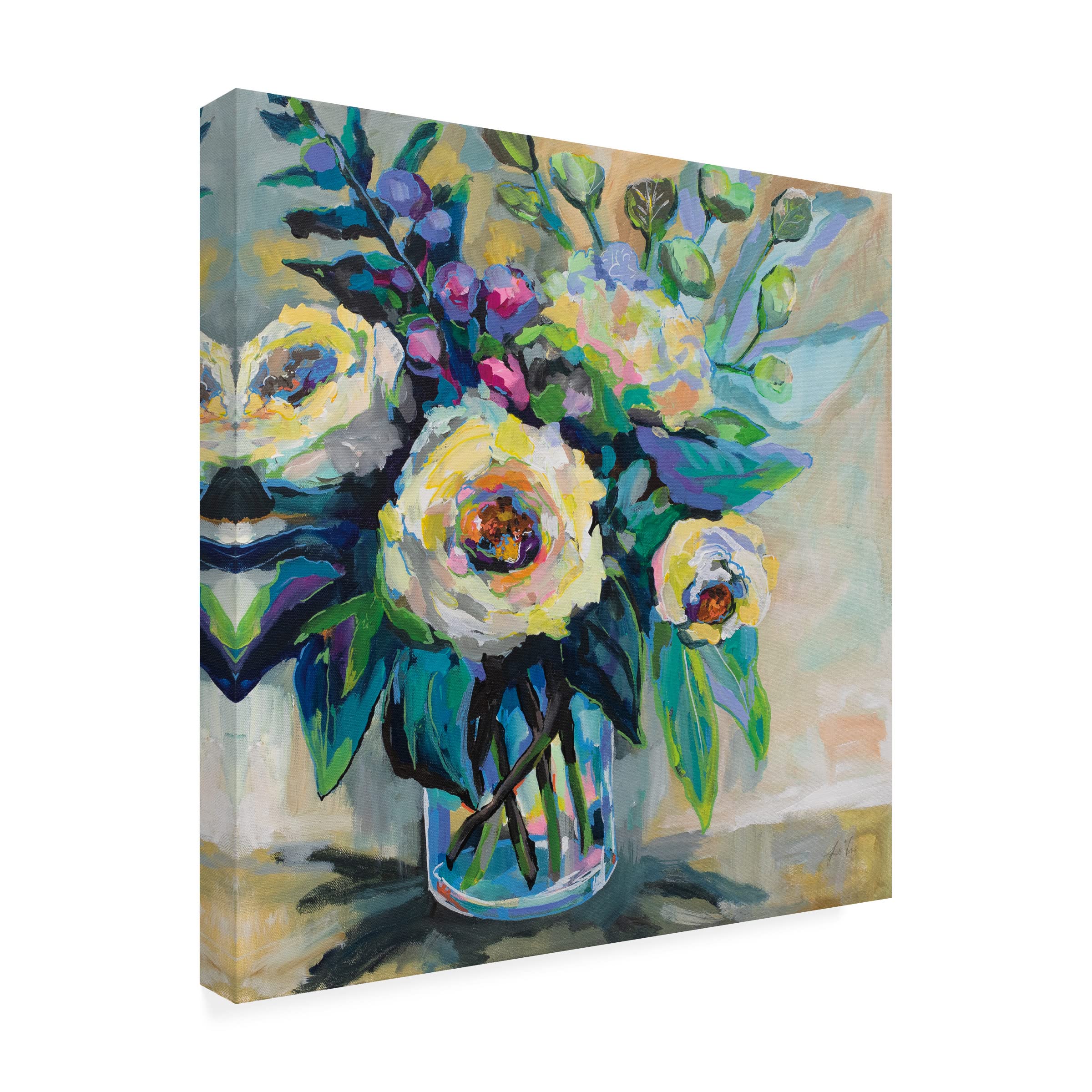 Trademark Fine Art 'Delighted' 18x18 Canvas Wall Art by Jeanette Vertentes - Perfect for Living Room, Bedroom & Office Decor