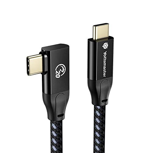 Yottamaster Right Angle USB C to USB C Cable 100W Fast Charging & 20Gbps Data Transfer, 4K 60Hz Video Output (1.65ft) - Compatible with MacBook Pro, iPad Pro, Samsung Galaxy - Perfect for Home Office, Gaming & Multimedia Setup