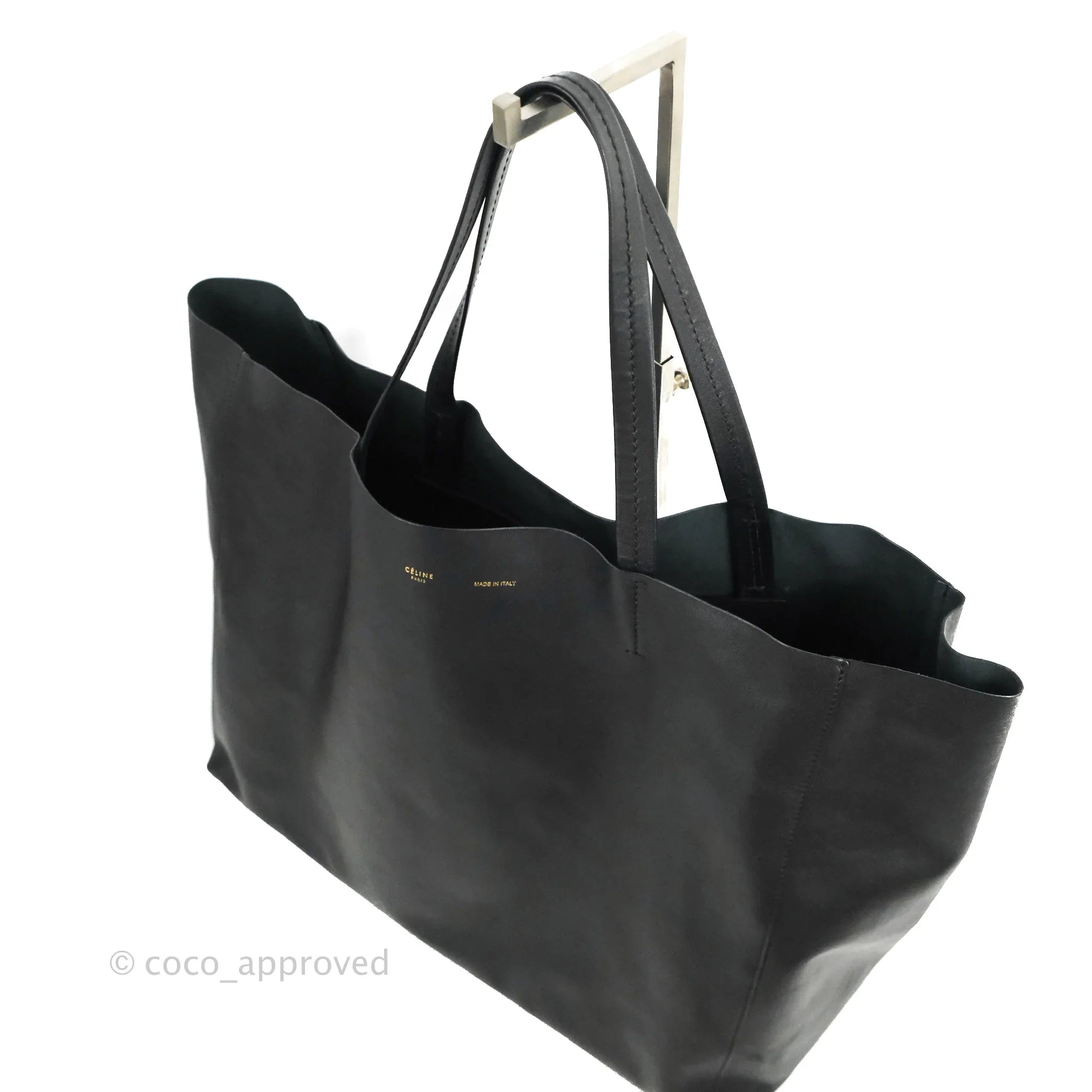 Celine Large Horizontal Cabas Tote Bag in Black Calfskin Leather - Perfect for Work, Travel & Everyday Luxury Handbag