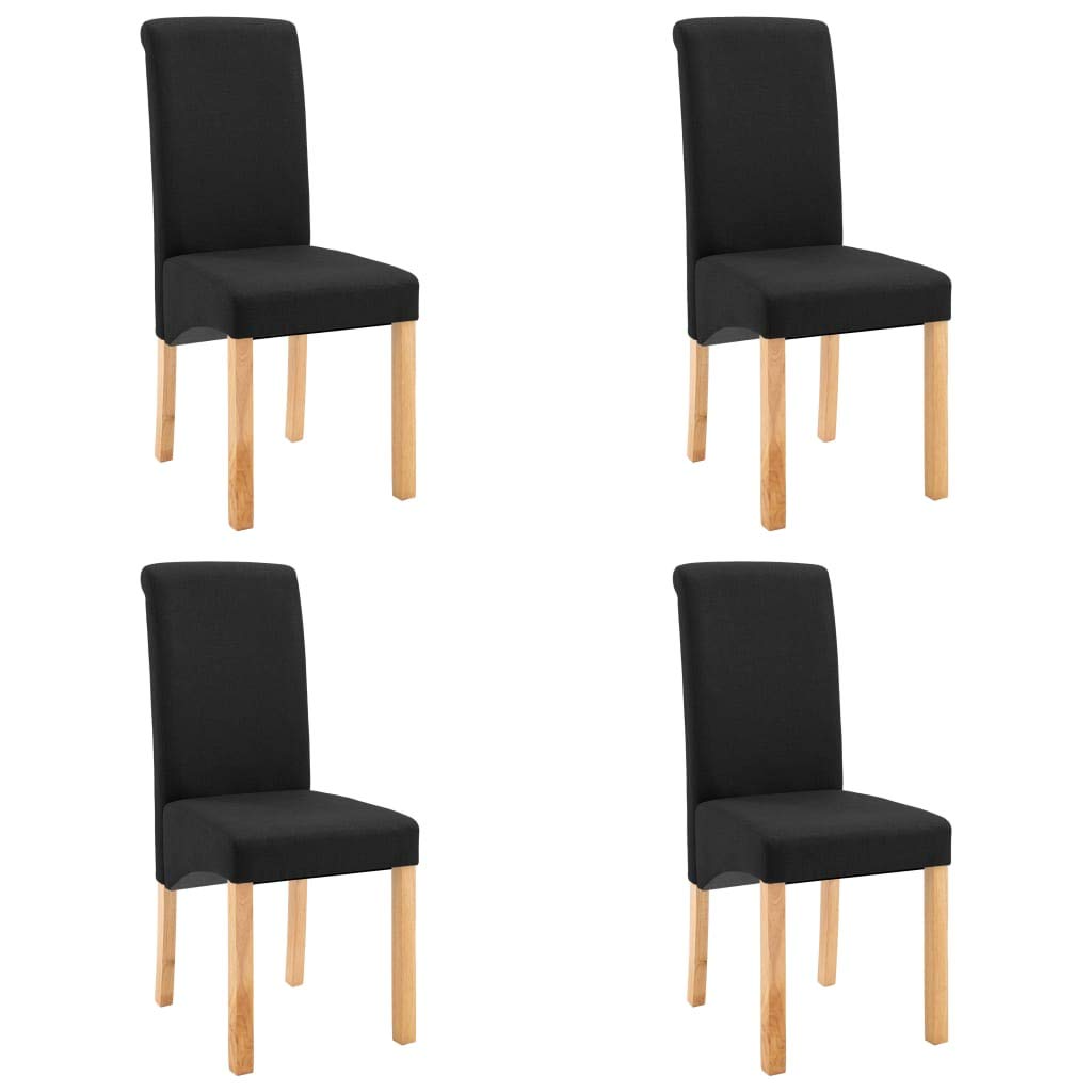 vidaXL 4-Piece Dining Chairs Set - Wood Frame Upholstered Fabric Side Chairs for Kitchen, Dining Room & Living Room - Black Accent Chairs | Perfect for Family Meals, Entertaining Guests & Home Decor