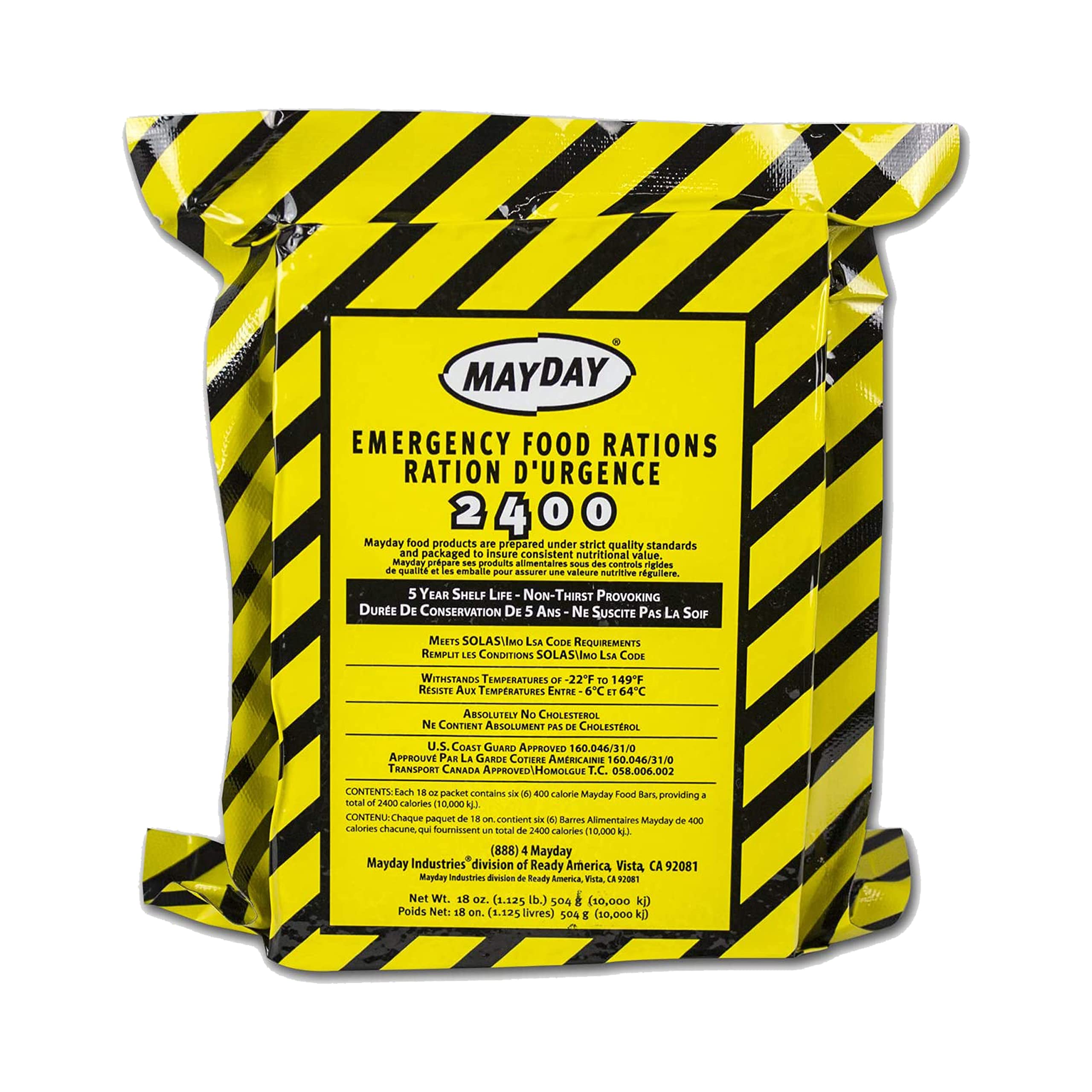 Mayday Food Bar 2400 Calorie Emergency Survival Rations - High Energy Nutrition for Outdoor Adventures, Camping, Hiking & Emergency Preparedness