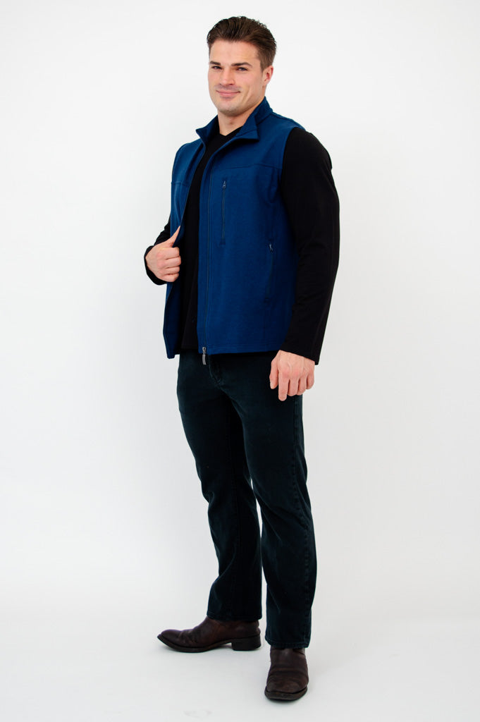 Premium Indigo Blue Bamboo Fleece Nick Vest - Soft & Breathable for Men & Women - Perfect for Outdoor Hiking, Camping & Casual Wear