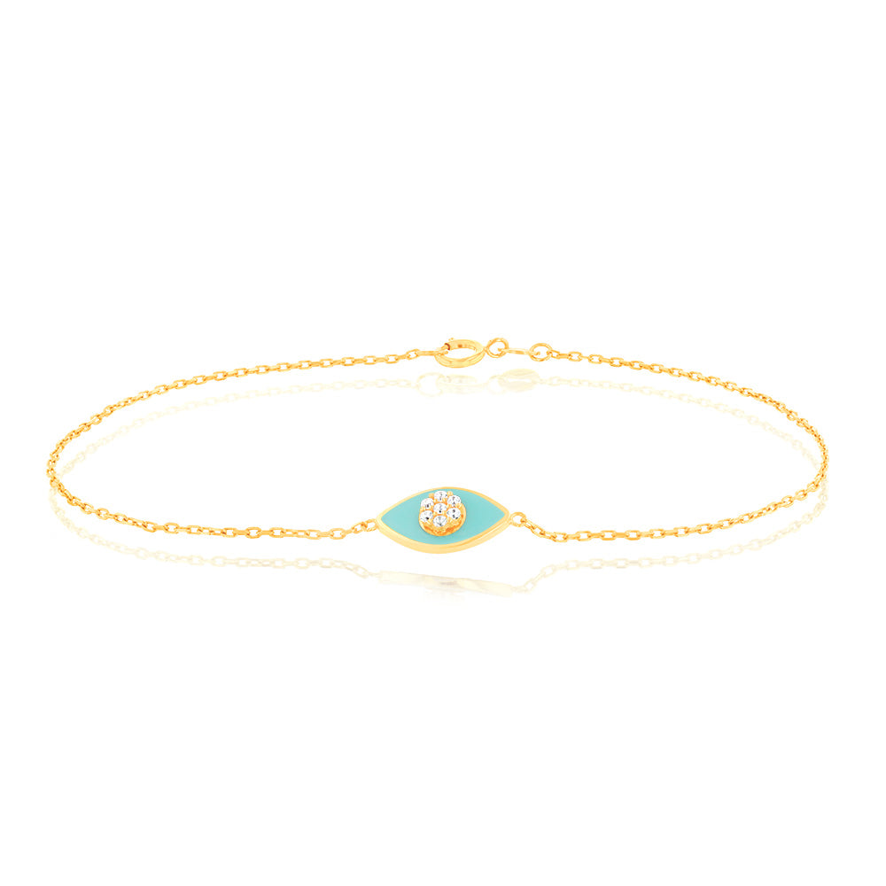 9ct Yellow Gold 19.10cm Cubic Zirconia Fashion Bracelet for Women - Elegant Jewelry Gift for Birthday, Anniversary & Special Occasions