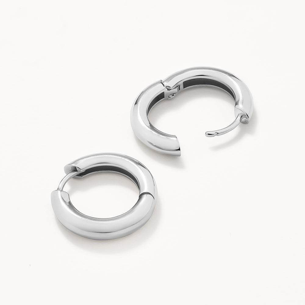 Silver Midi Curve Hoop Earrings for Women - Trendy Minimalist Jewelry for Everyday Wear, Date Night & Office Outfits
