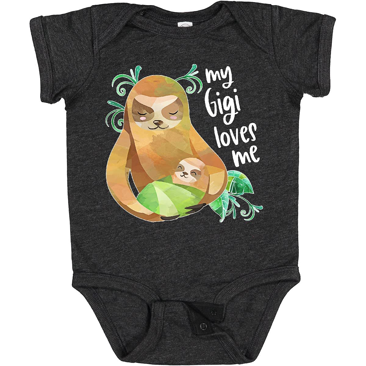 Inktastic My Gigi Loves Me Cute Sloth and Baby Bodysuit - Soft Cotton Infant Onesie for Newborns & Toddlers - Perfect for Family Photos, Playdates & Everyday Wear
