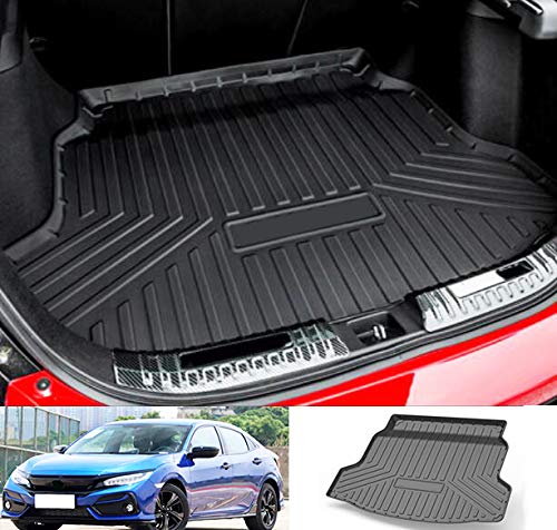Premium Black Rubber Car Floor Mats - Heavy Duty Trunk Liner & Cargo Tray for 2020-2021 Honda Civic Hatchback | Waterproof, Non-Slip Protection | Perfect for Road Trips, Groceries & Outdoor Adventures