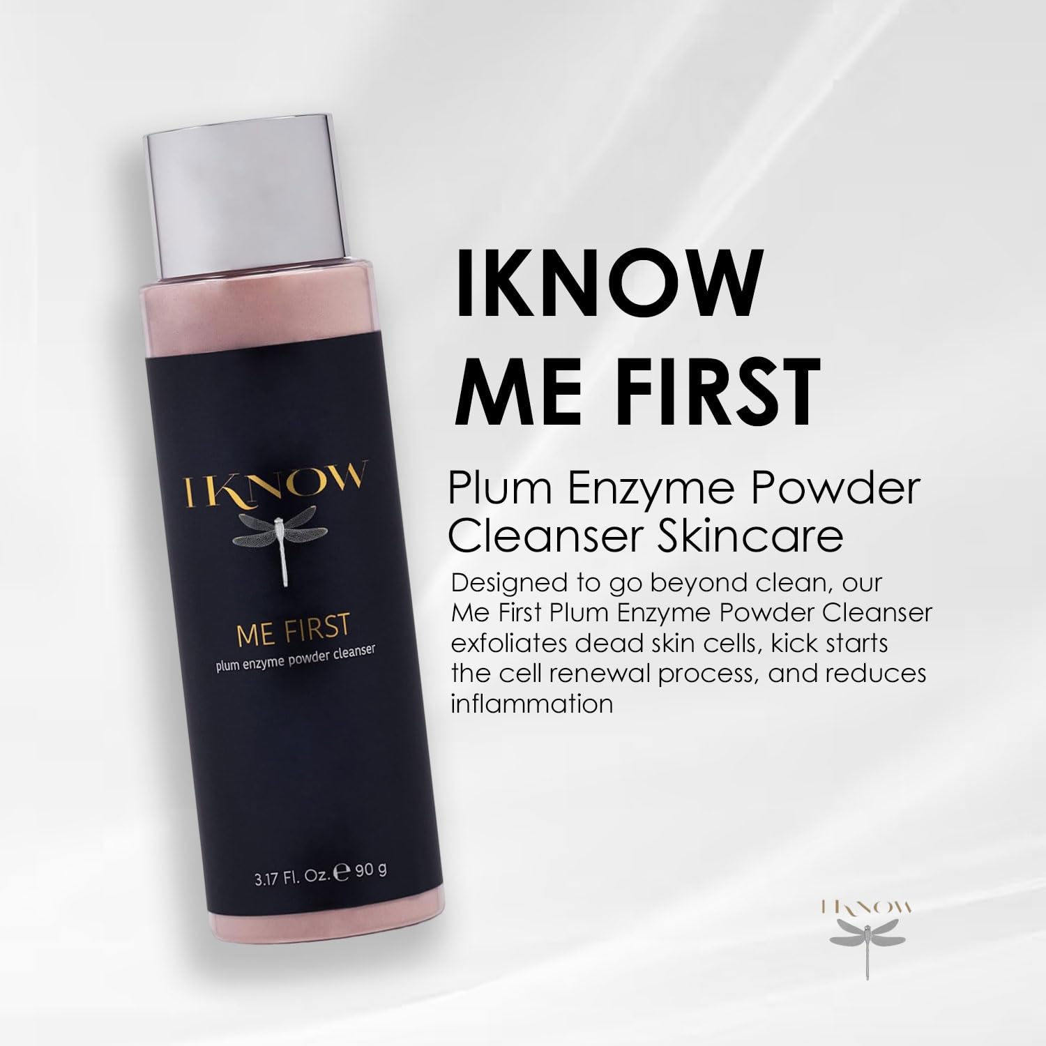 IKNOW ME FIRST Plum Enzyme Powder - Gentle Exfoliating Face Scrub & Cleanser for Radiant Skin, Banana Powder Facial Wash for Sensitive Skin - Perfect for Daily Minimalist Skincare Routine & Spa Night Self-Care (3.17oz/90g)