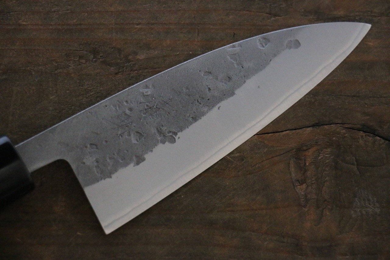 Premium Seisuke Blue Steel No.2 Nashiji Ajikiri Knife 105mm - Japanese High Carbon Steel Kitchen Knife with Chestnut Wood Handle - Perfect for Sushi, Vegetables & Precision Cutting