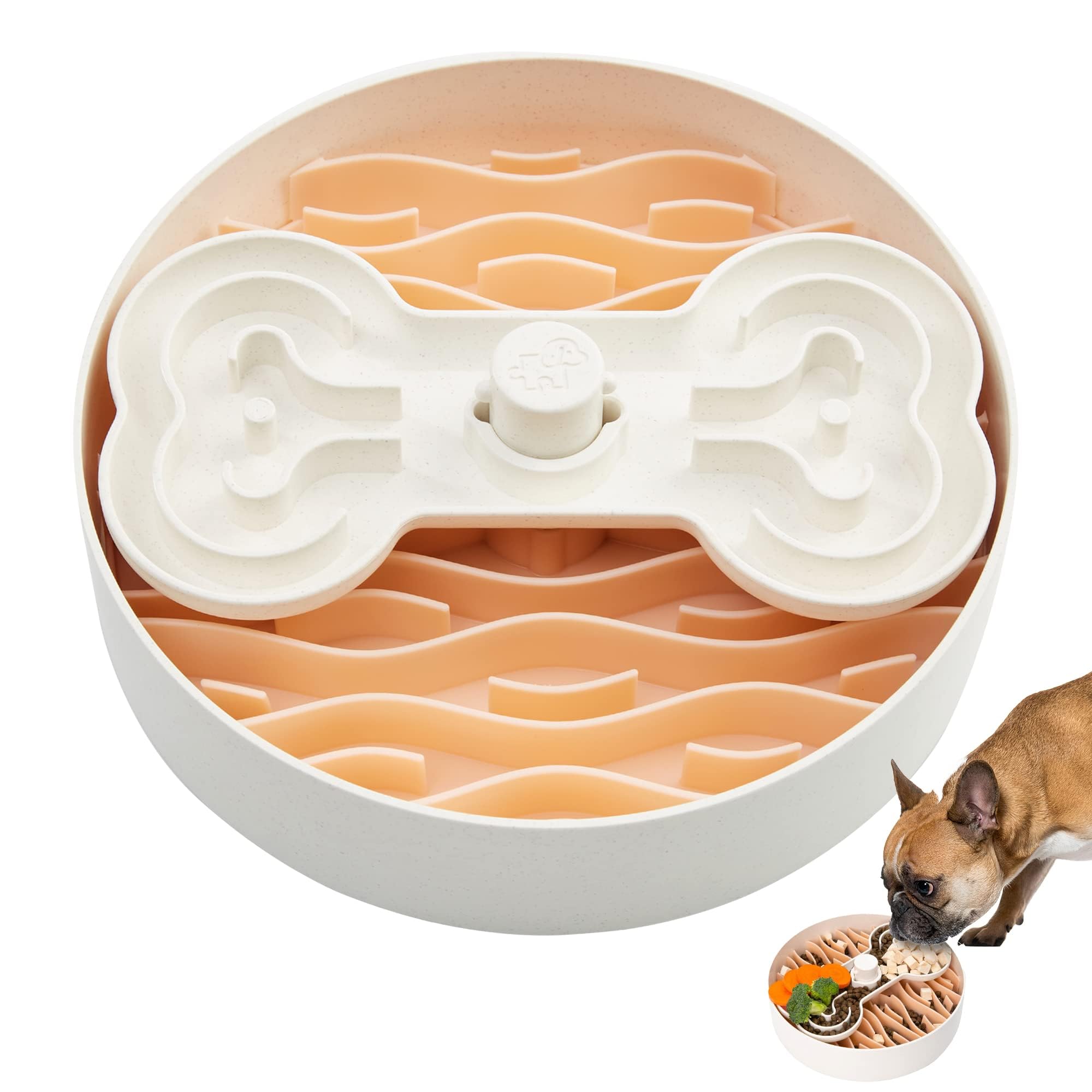 Slow Feeder Dog Bowl for Large Breeds - Puzzle Feeder for Dry, Wet & Raw Food - Anti-Gulping Pink Pet Bowl - Perfect for Fast Eaters & Mealtime Enrichment