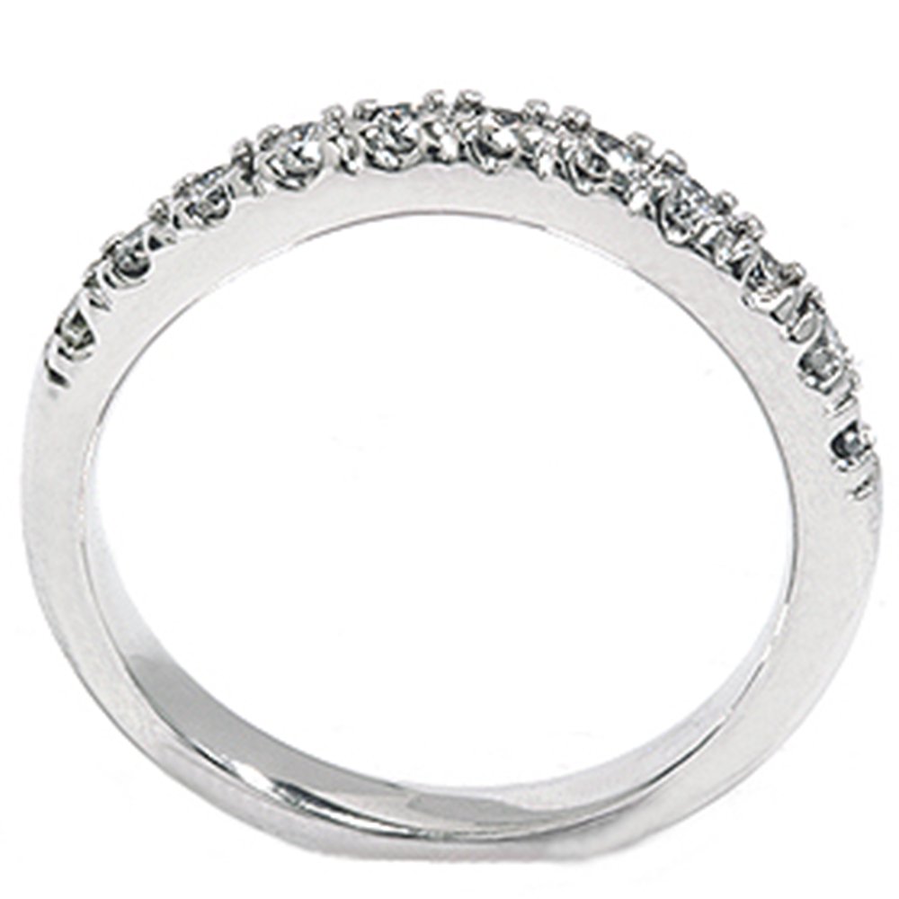 14K White Gold 1/4 Carat Diamond Curved Wedding Ring for Women - Elegant Engagement & Anniversary Jewelry Gift for Her