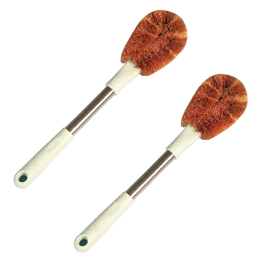 Eco-Friendly Natural Coconut Fiber Dish Scrub Brush - Set of 2 for Kitchen Cleaning, Pots & Pans Scouring - Biodegradable Household Cleaning Brush for Sustainable Home