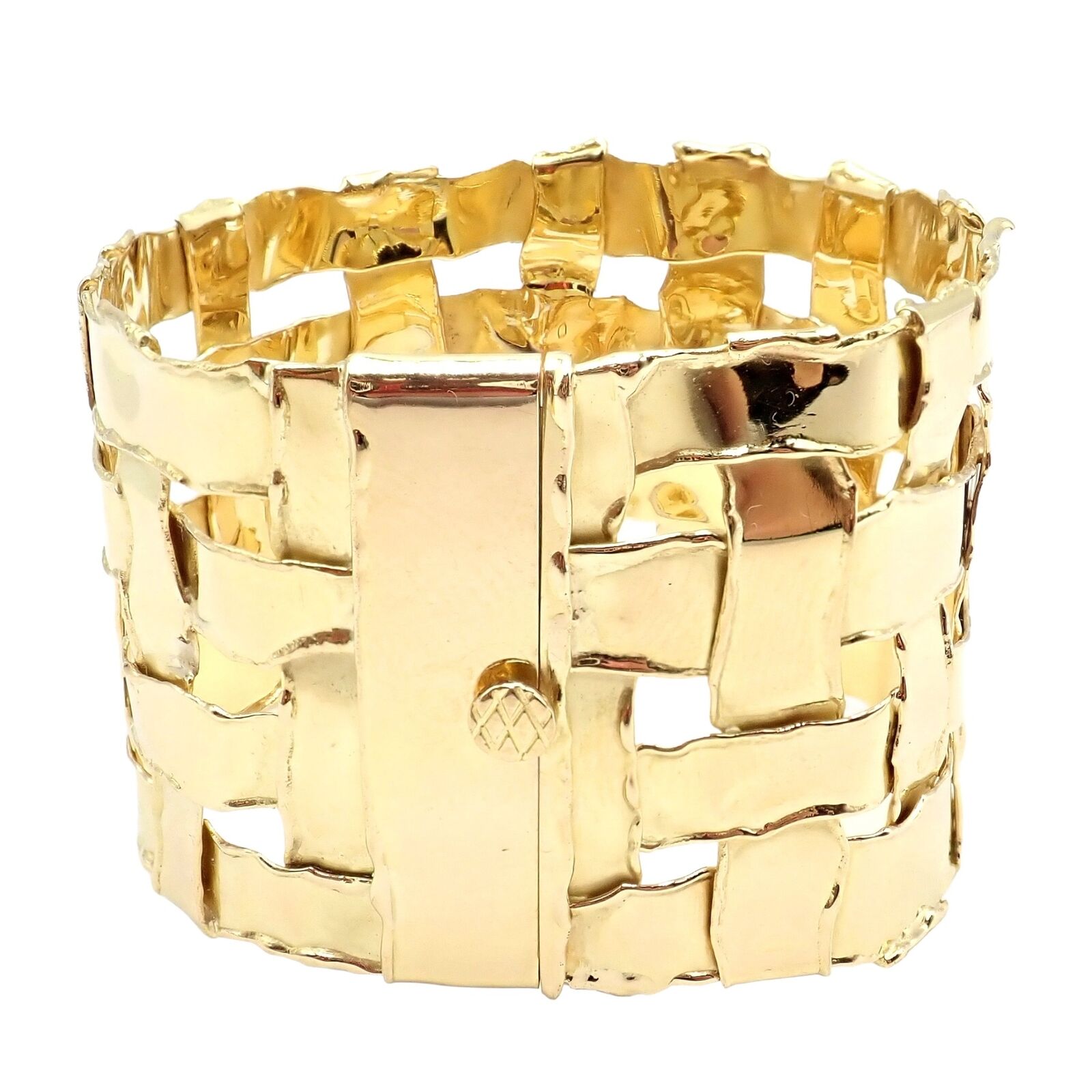 Authentic Vintage Tiffany & Co 18k Yellow Gold Basket Weave Wide Bracelet - Luxury Jewelry Gift for Women, Perfect for Weddings, Anniversaries & Special Occasions