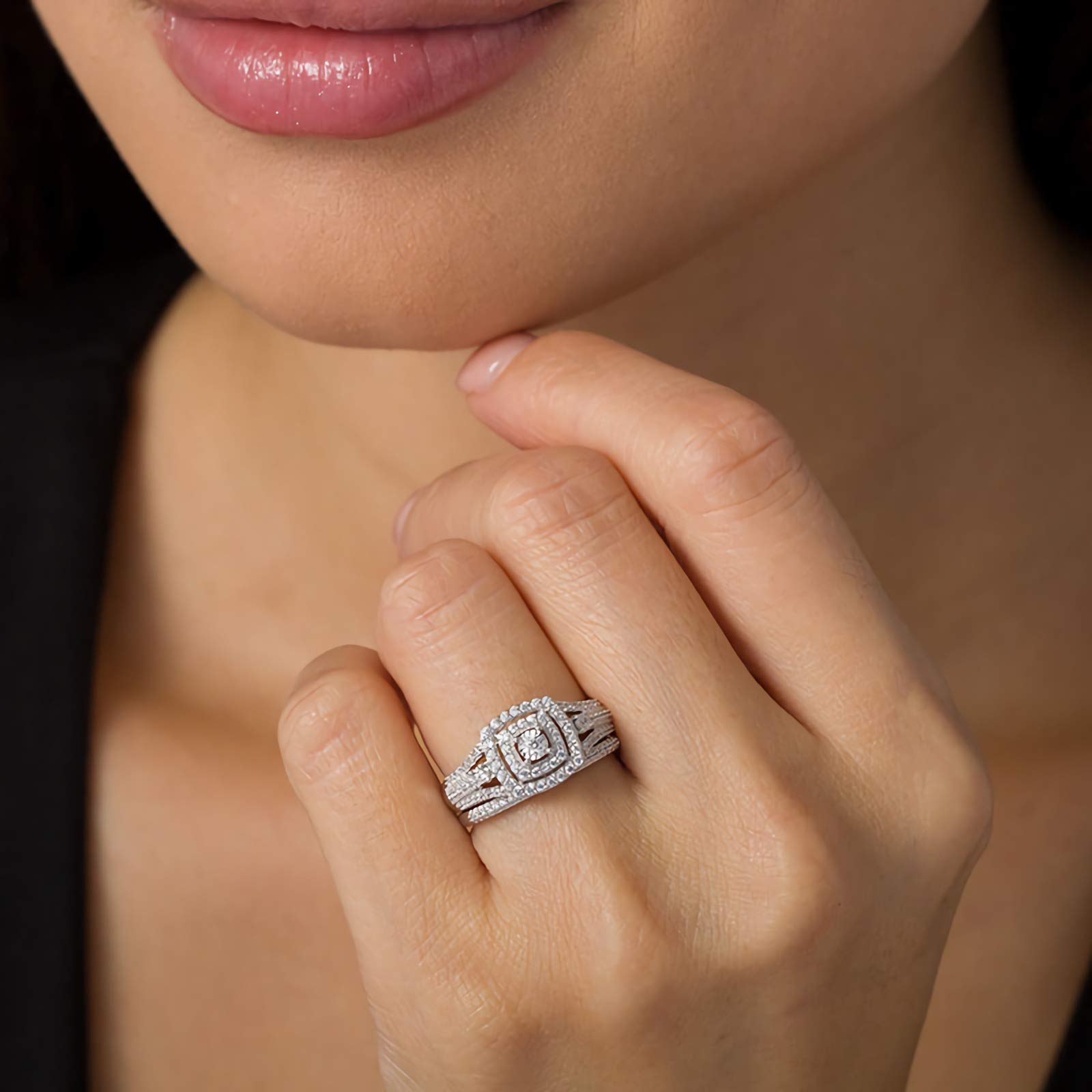 Moissanite Bridal Set - 10K 14K 18K Gold & Platinum Plated Silver Engagement Rings for Women - 4 Elegant Styles - Perfect for Weddings, Proposals & Anniversary Gifts