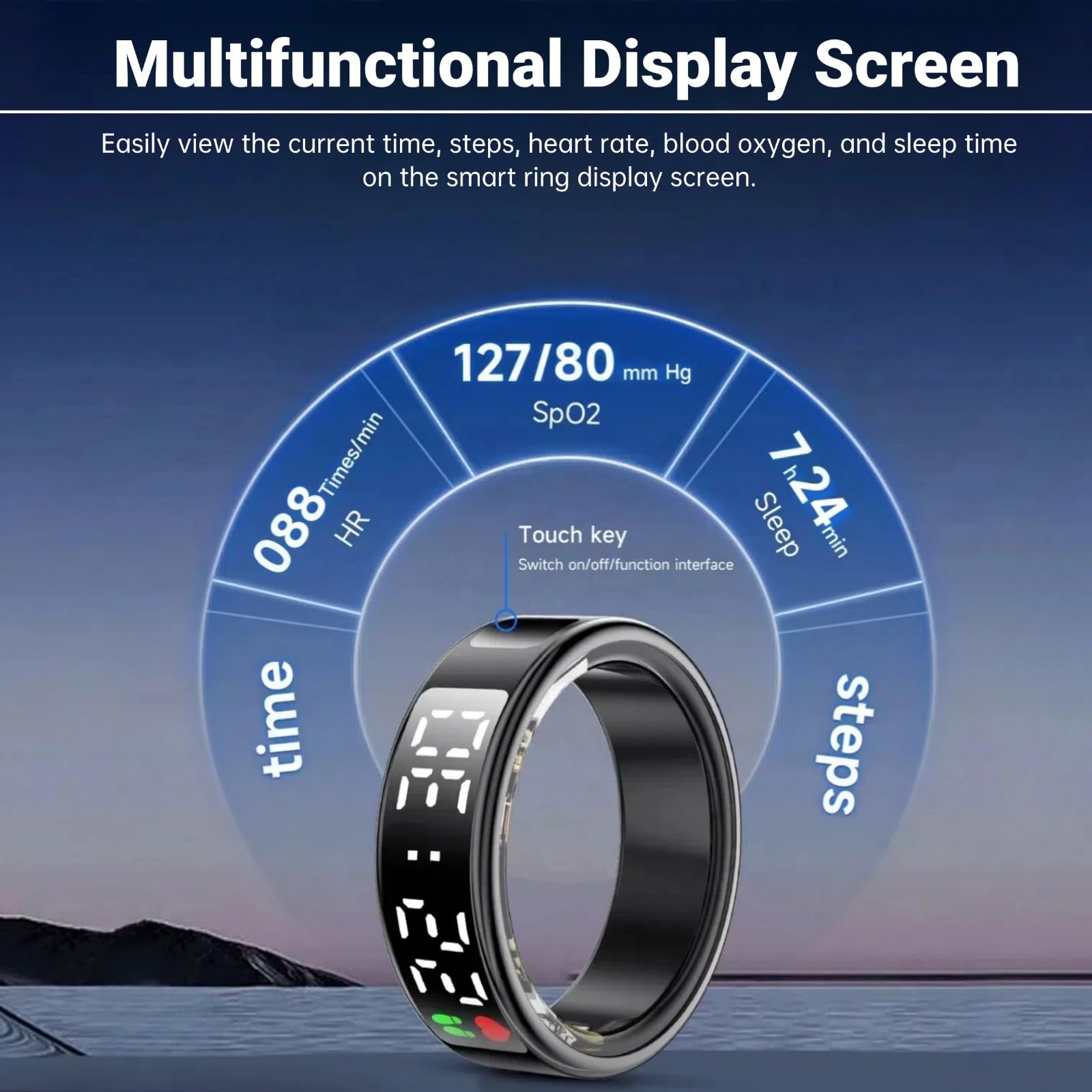 Smart Fitness Ring with Heart Rate & Sleep Tracker - IP68 Waterproof for Active Lifestyles