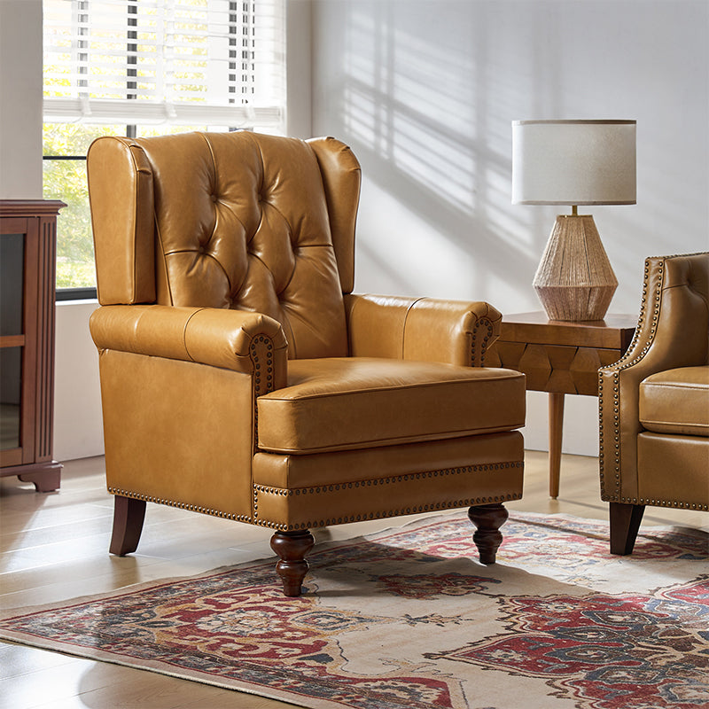Octavio Genuine Leather Armchair - Luxurious Buttery Soft Leather Lounge Chair for Living Room, Office & Reading Nook - Premium Comfort Seating for Home Decor
