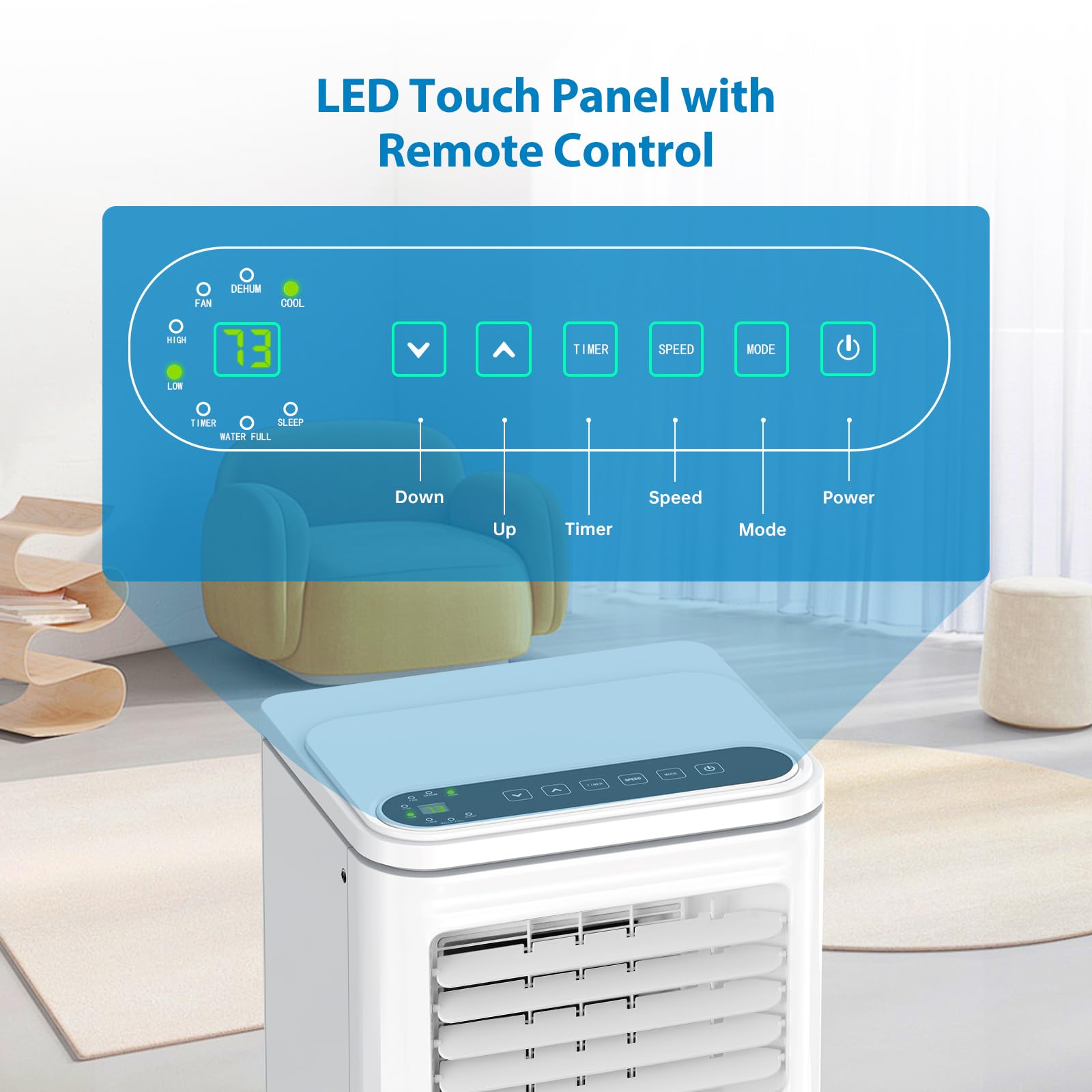 Portable Air Conditioner - 8000 BTU Cooling Power, Energy Efficient, Quiet AC Unit for Home & Office - Perfect for Bedrooms, Living Rooms & Small Spaces
