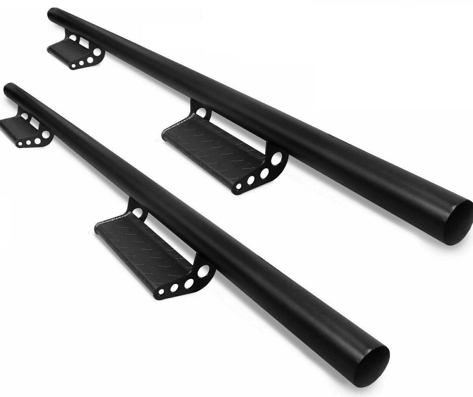 2007-2018 Chevy Silverado & GMC Sierra Crew Cab Drop Down Black Side Steps | Nerf Bars | Running Boards | Compatible with Gas Models (Not for Diesel) | Perfect for Off-Roading & Truck Access