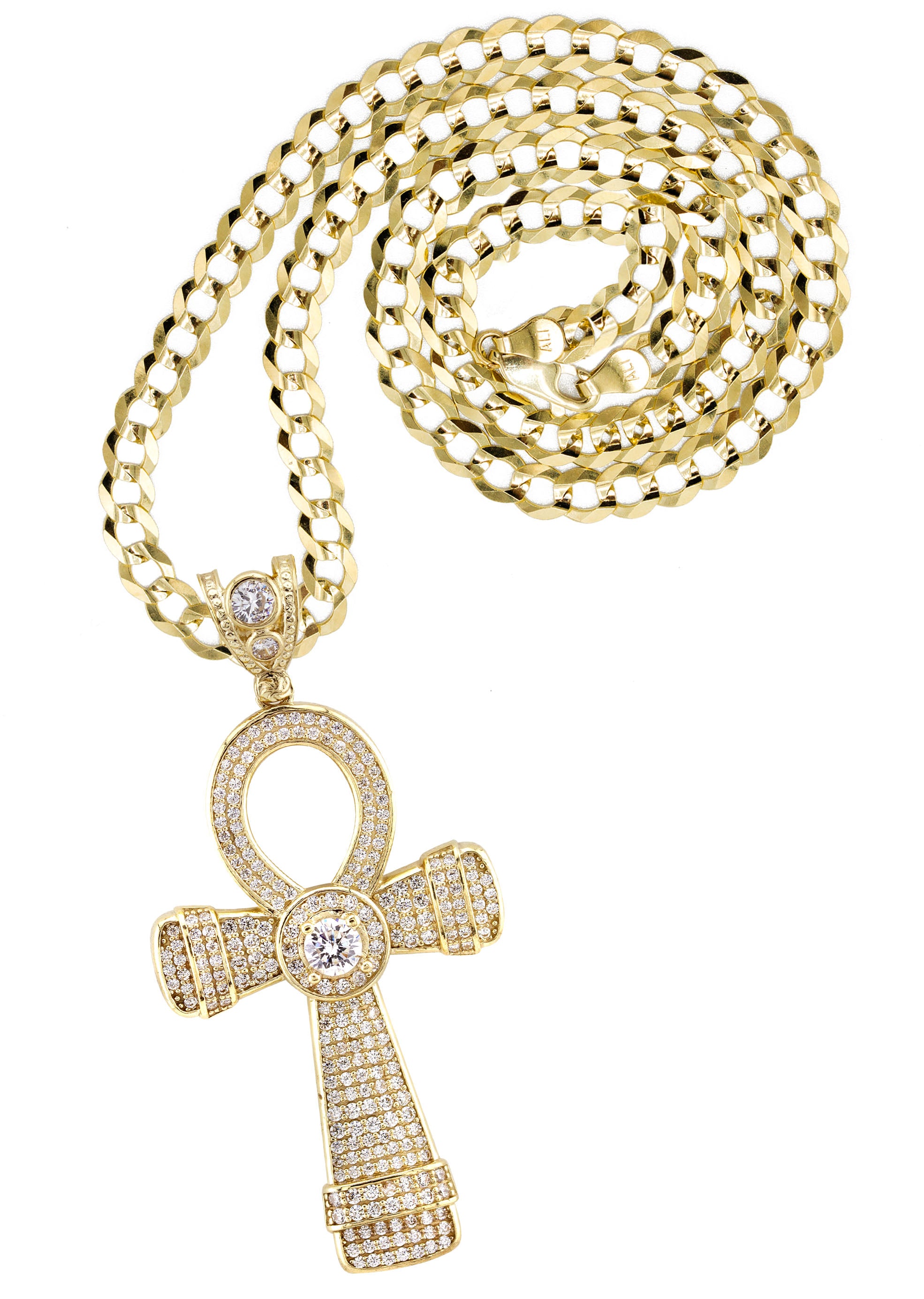 10K Yellow Gold Ankh Necklace - Small 10g & Large 28g | Egyptian Cross Pendant for Women & Men | Spiritual Jewelry Gift for Birthday, Anniversary & Everyday Wear