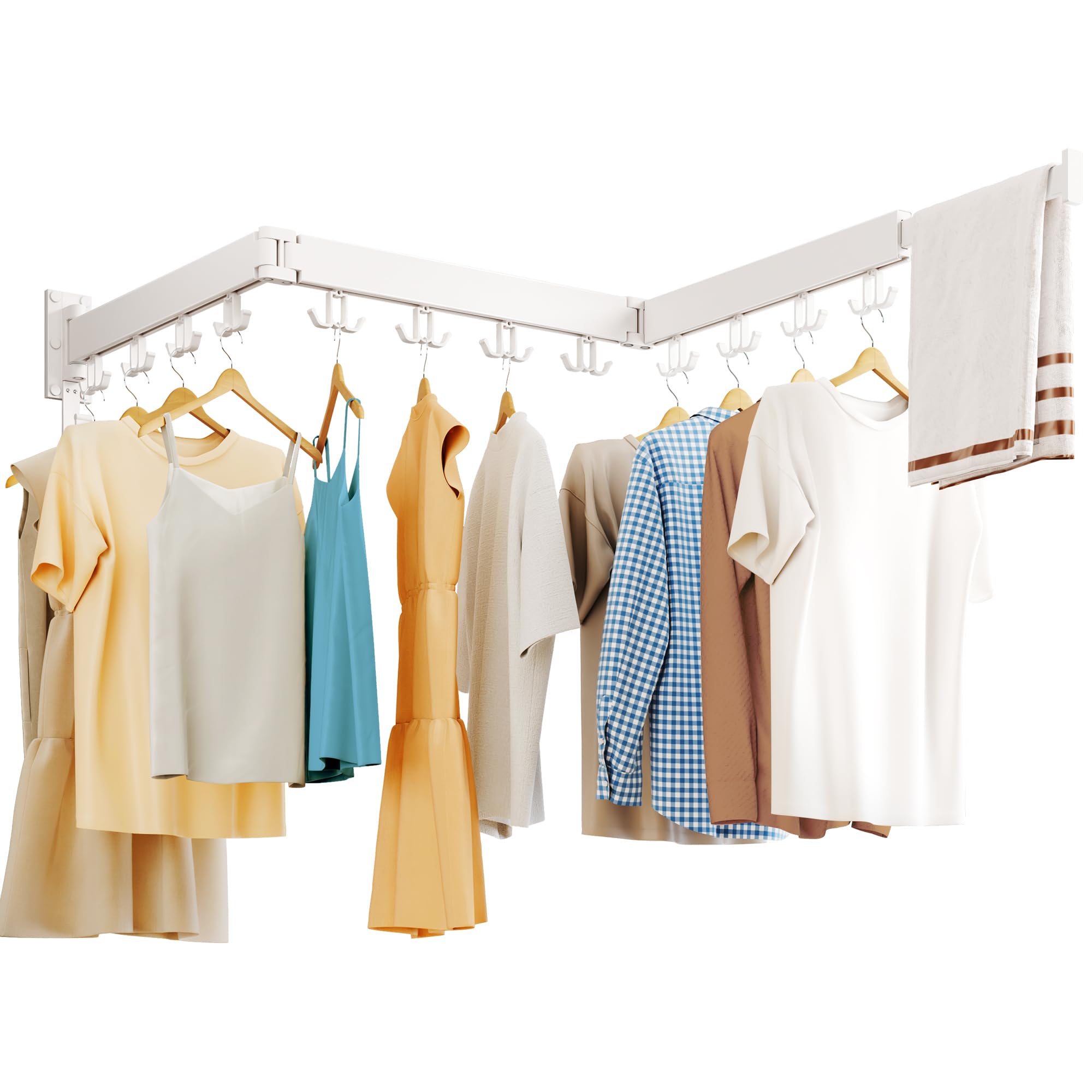 Space-Saving Wall Mounted Clothes Drying Rack - Foldable Laundry Drying Rack for Small Spaces | Perfect for Apartments, Dorms & RV Living | Heavy Duty Garment Organizer for Shirts, Pants & Delicates