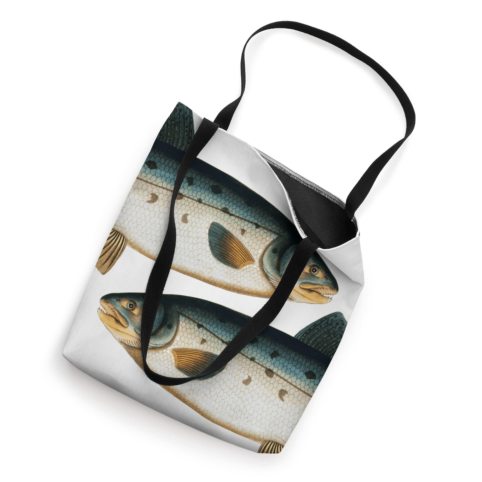 Premium Salmon Fish Print Tote Bag - Eco-Friendly Reusable Shopping Bag for Groceries, Beach & Farmers Market - Cute Fish Design for Women & Men