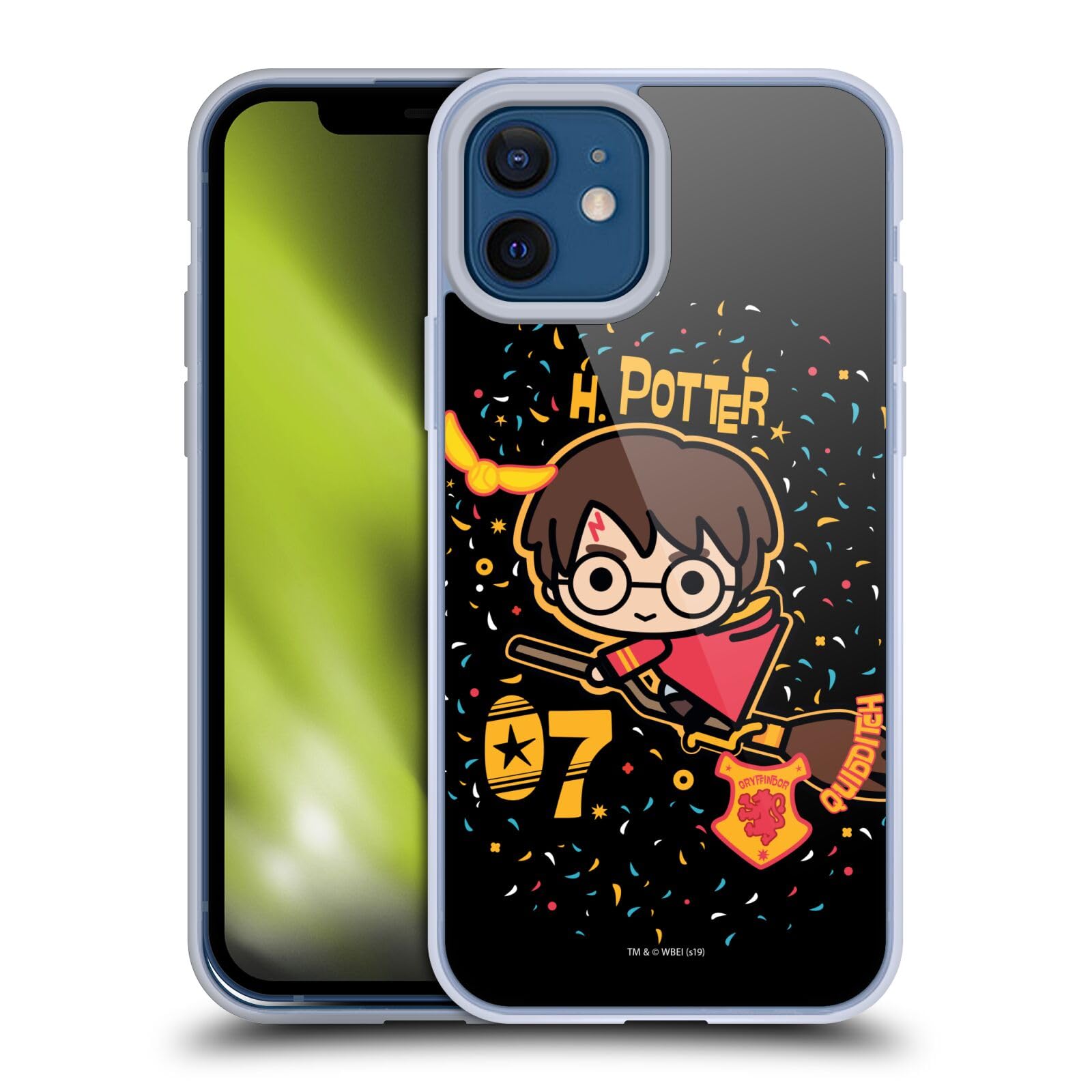 Official Harry Potter Quidditch Broom & Deathly Hallows Soft Gel Case for iPhone 12/12 Pro - Durable Protection & Magical Design - Perfect for Fans, School, Work & Everyday Use