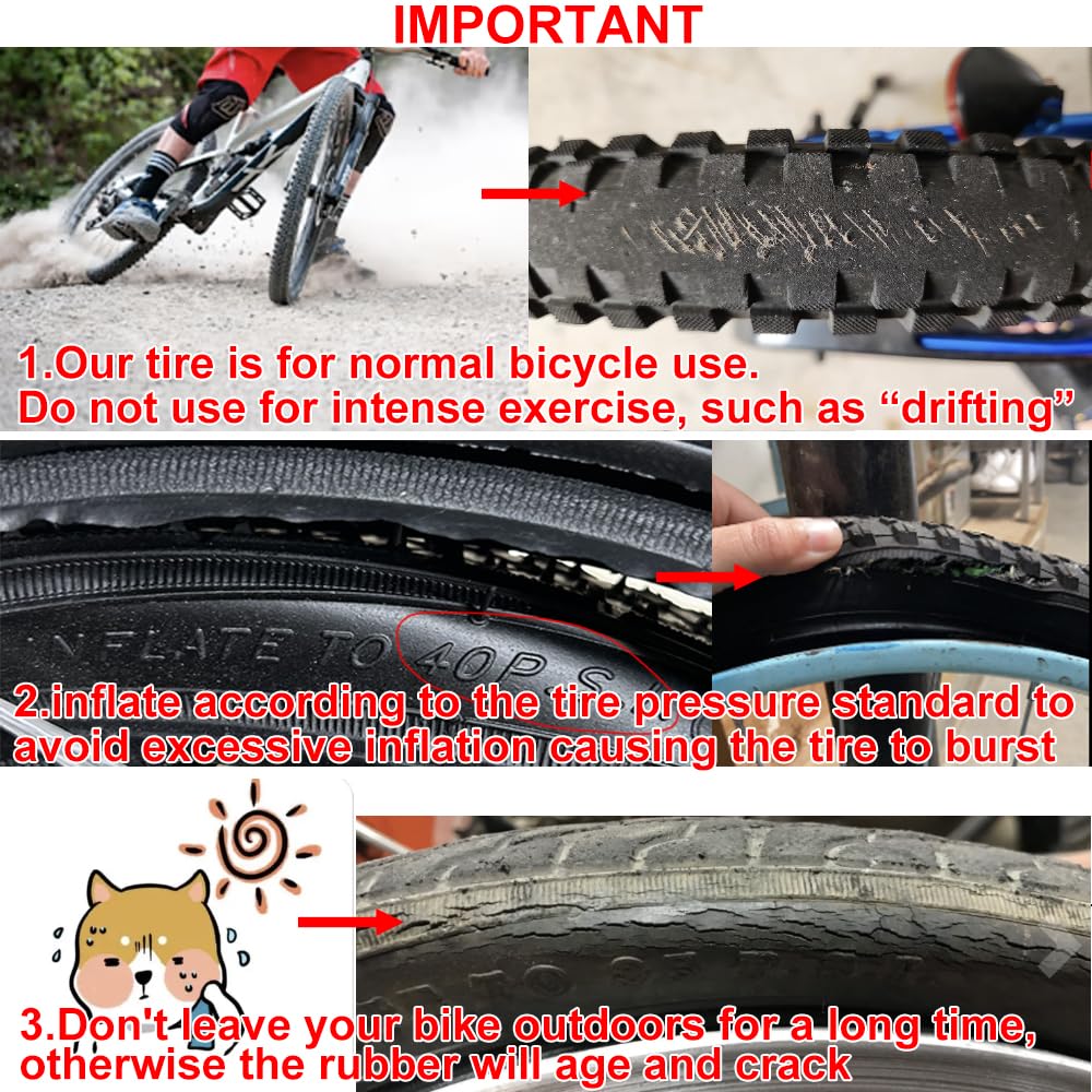 Premium Bike Tires for BMX, Folding, Road Bikes - 12/14/16/18/20 x 2.5 Inches - Durable All-Terrain Bicycle Tires for Kids & Adults - Perfect for Commuting, Off-Road Adventures & Urban Cycling
