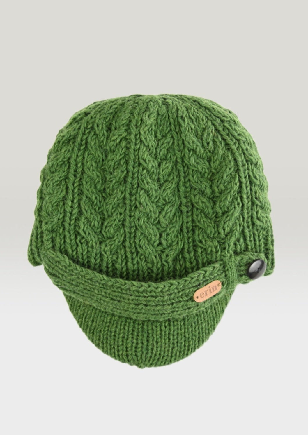 Aran Cable Knit Beanie Hat for Women & Men - Soft Winter Warm Green Wool Hat | Cozy Outdoor Hiking, Skiing & Casual Wear