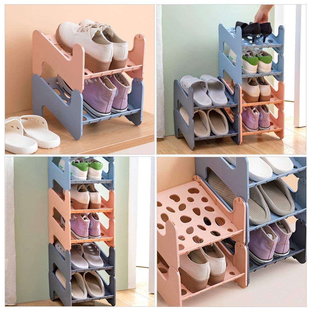 Cabilock Stackable Shoe Rack Organizer - 1pc Plastic Shoe Shelf for Dorm, Closet & Entryway - Space Saving Shoe Storage Solution for Sneakers, Heels & Boots - Perfect for Small Spaces & Home Organization