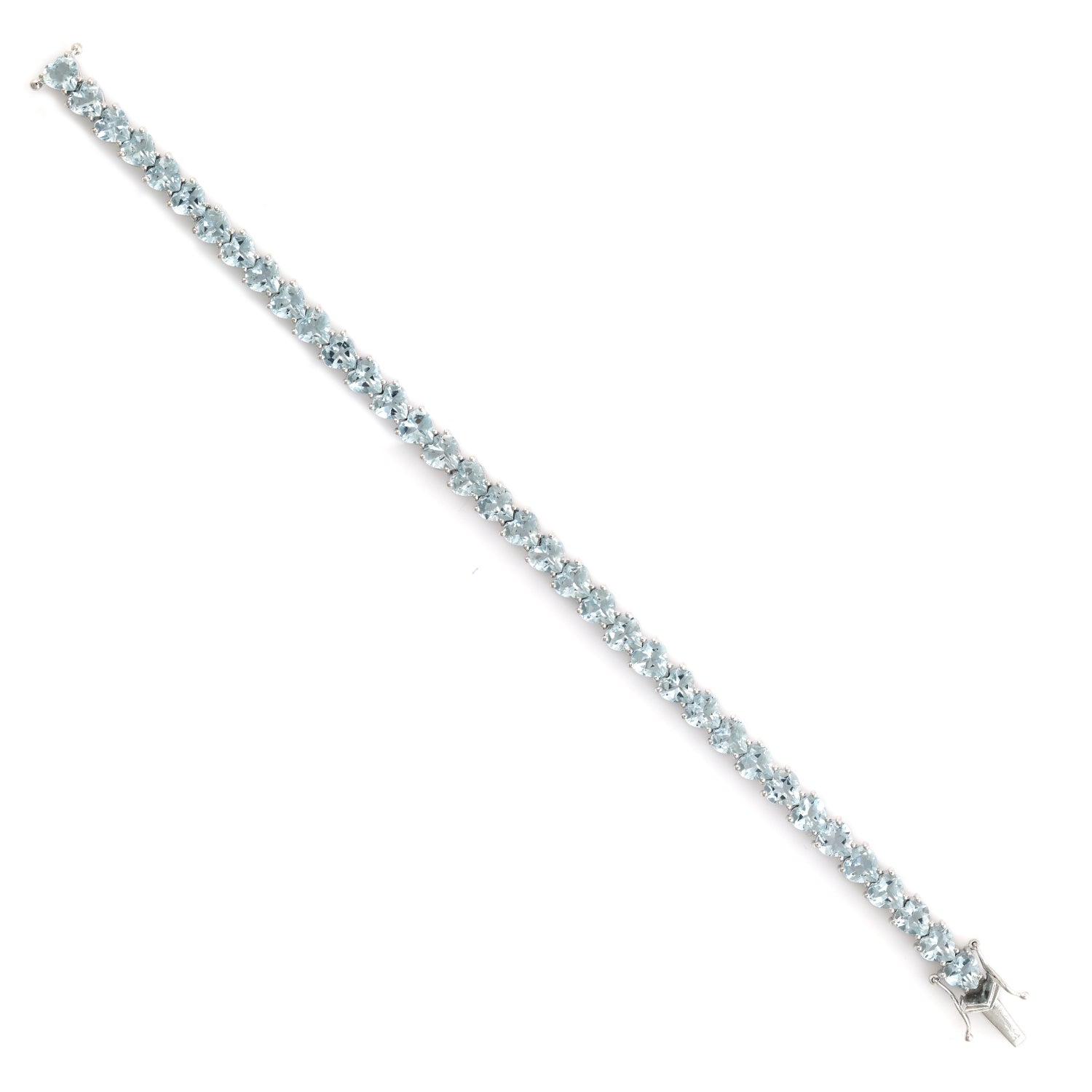 18K White Gold Heart Shaped Aquamarine Bracelet - Elegant Jewelry Gift for Women, Anniversary, Birthday & Valentine's Day - Perfect for Romantic Occasions & Special Celebrations