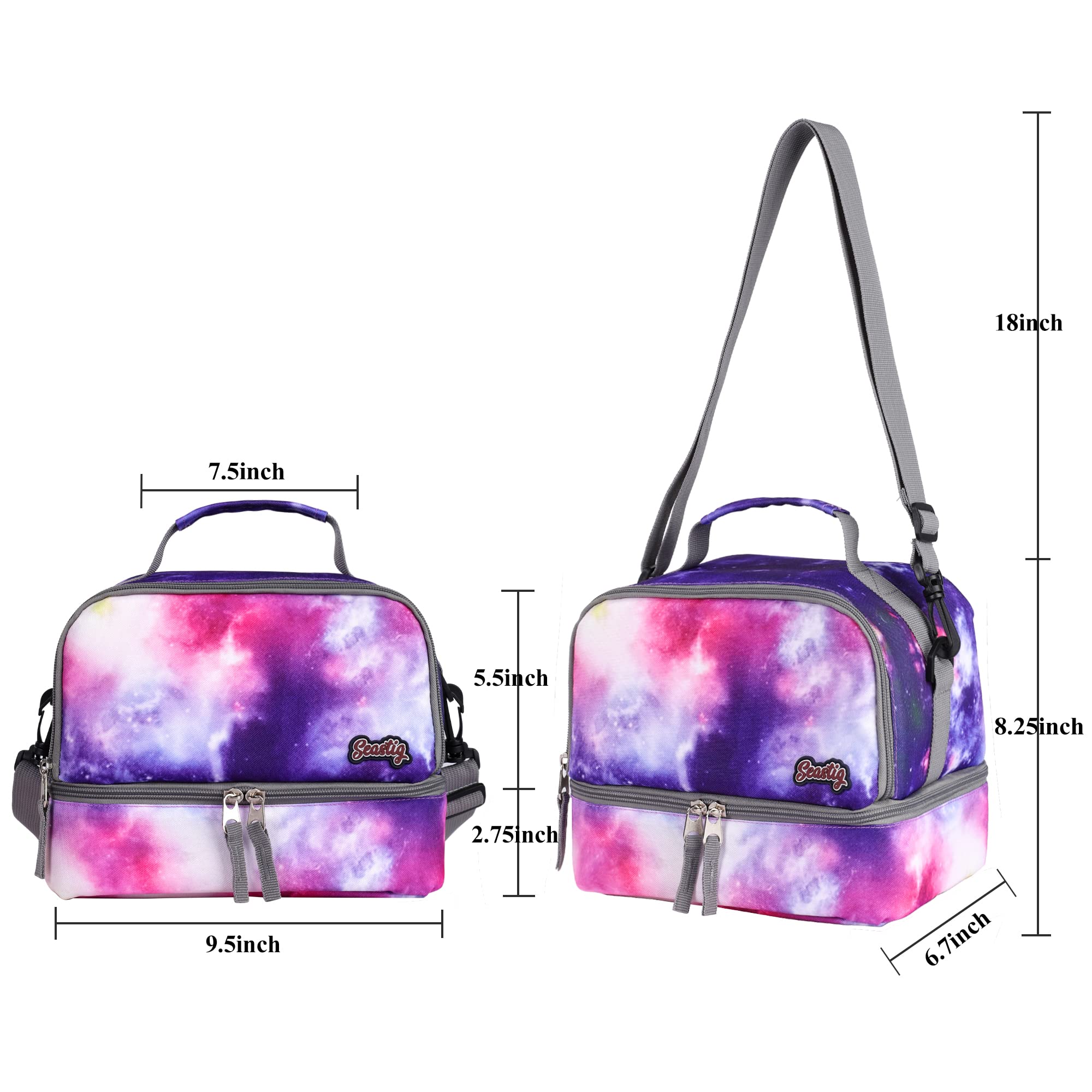 Seastig 18-Inch Rolling Backpack for Kids - Double Handle Wheeled Backpack with Detachable Lunch Bag Set for School, Travel & Daily Use - Perfect for Boys & Girls