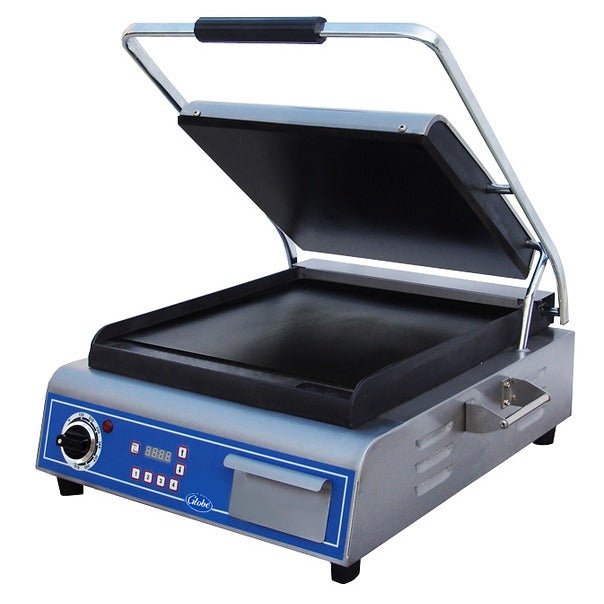 Globe GSG14D Deluxe Smooth Plate Panini Grill - Professional Sandwich Press & Panini Maker for Home & Restaurant Use - Perfect for Grilled Cheese, Paninis, Burgers & More