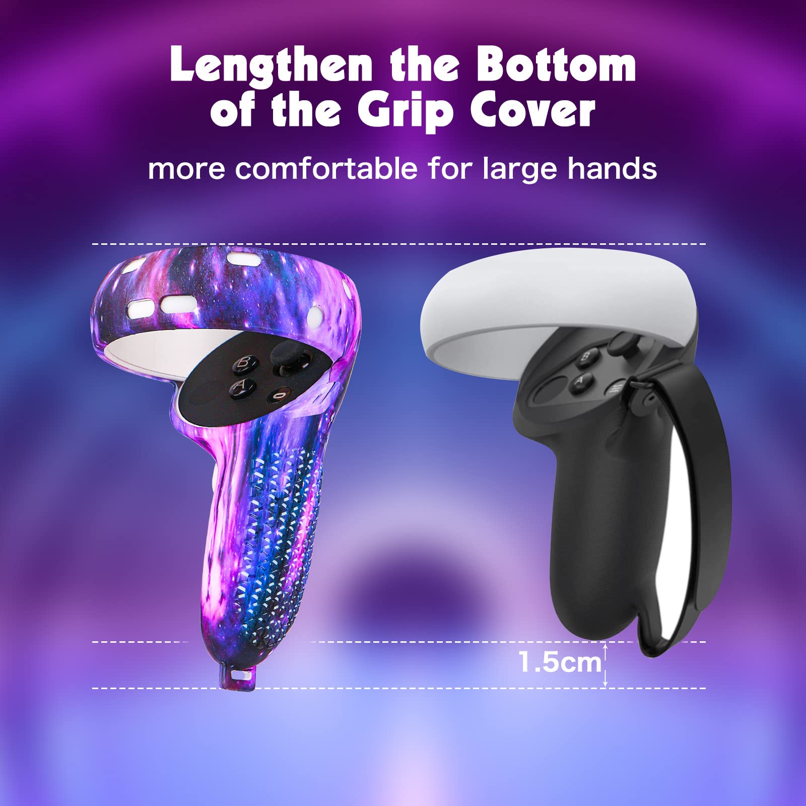 Relohas VR Accessories Kit for Oculus Quest 2/Meta Quest 2 - Controller Grip Covers, Shell Protector & Face Cushion - Comfortable Gaming Gear for Virtual Reality - Perfect Gift for Christmas, Halloween & Gamers (Galaxy Purple) - Enhance Your VR Experience for Beat Saber, Superhot & Fitness Games