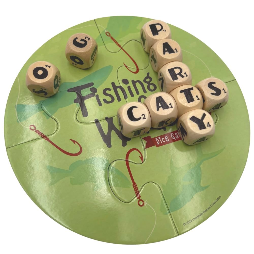 Fishing for Words Dice Game - Fun Family & Travel Word Game for 2-4 Players Ages 8+ - Perfect for Road Trips, Parties & Game Nights