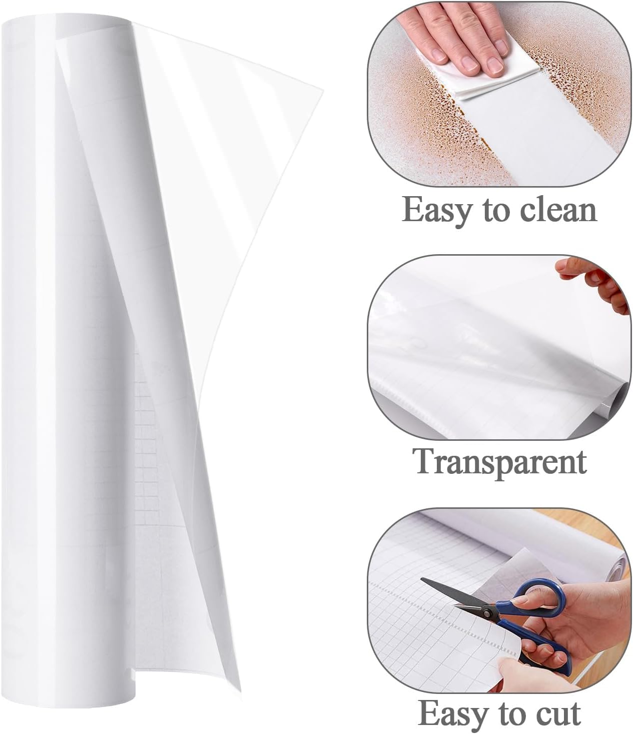 WALLMATE™ Peel and Stick Kitchen Backsplash - Oil Proof, Heat Resistant Self-Adhesive Film (12x60 Inch, Clear Matte) - Perfect for Countertops, Cabinets & DIY Kitchen Remodeling