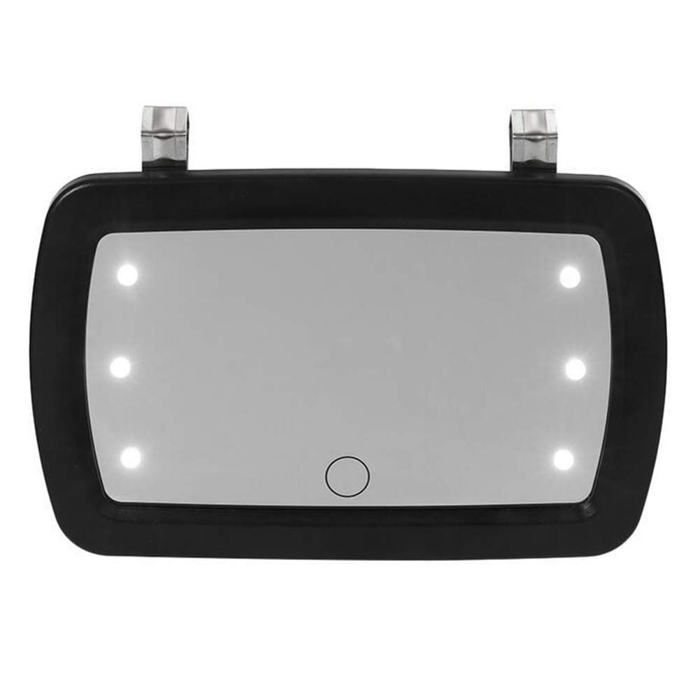 LED Car Sun Visor Makeup Mirror with Touch Switch - 6 Built-in Lights, Clip-On Cosmetic Mirror for Car, Truck & SUV - Perfect for Touch-Ups While Driving or Traveling
