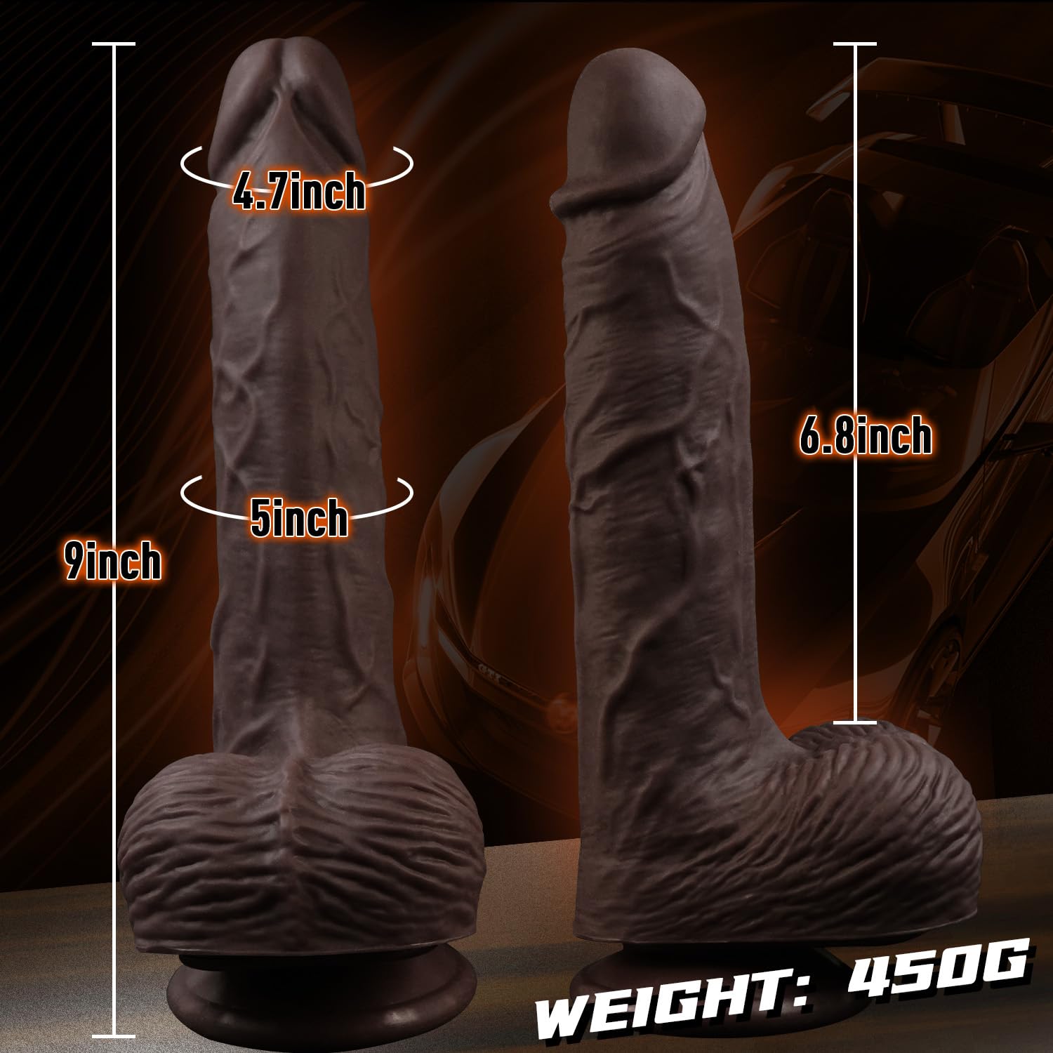 Realistic 9 Inch Thrusting Vibrating Dildo with Strong Suction Cup - G Spot & Anal Stimulation Sex Toy for Women & Men - Premium Silicone Adult Toy for Solo Play & Couples Use in Bedroom