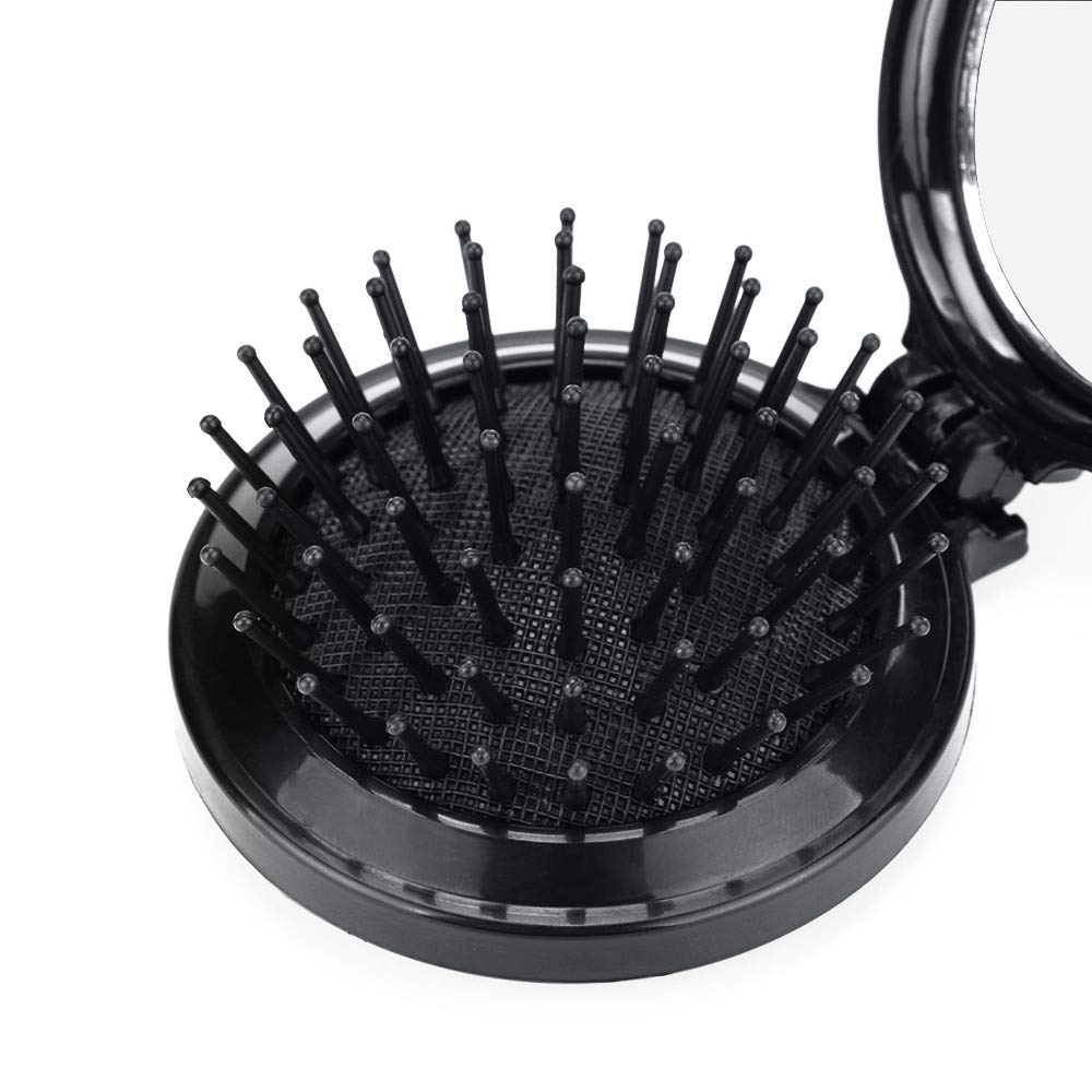 Mini Pocket Folding Hair Brush with Mirror - Travel & Gift Idea