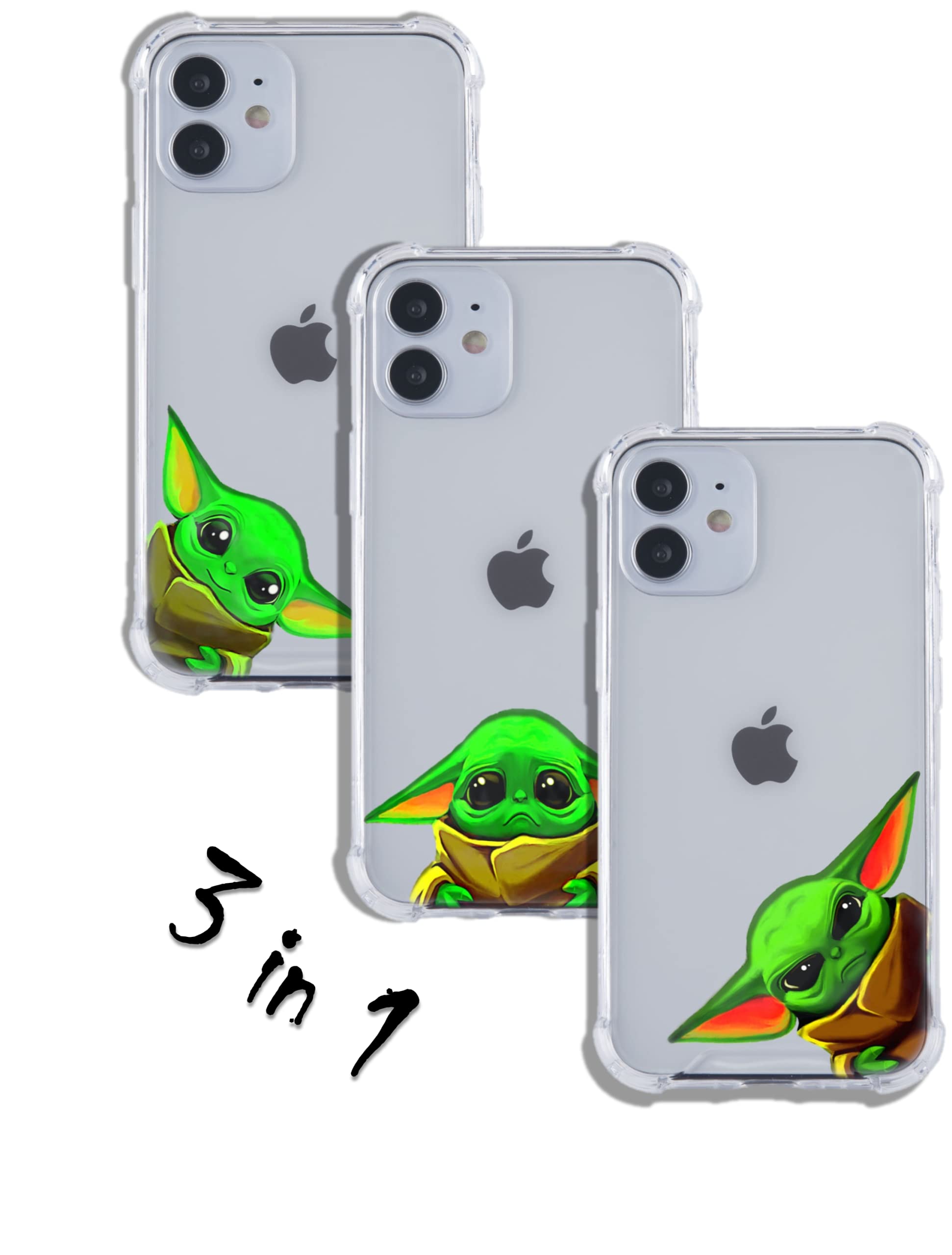 Levram Baby Yoda iPhone 12 Pro Max Case - Mandalorian Star Wars 3-in-1 Happy Sad Angry Expressions | Cute Protective Phone Cover for Disney Fans & Star Wars Collectors - Perfect for Cosplay, Gifts & Everyday Use