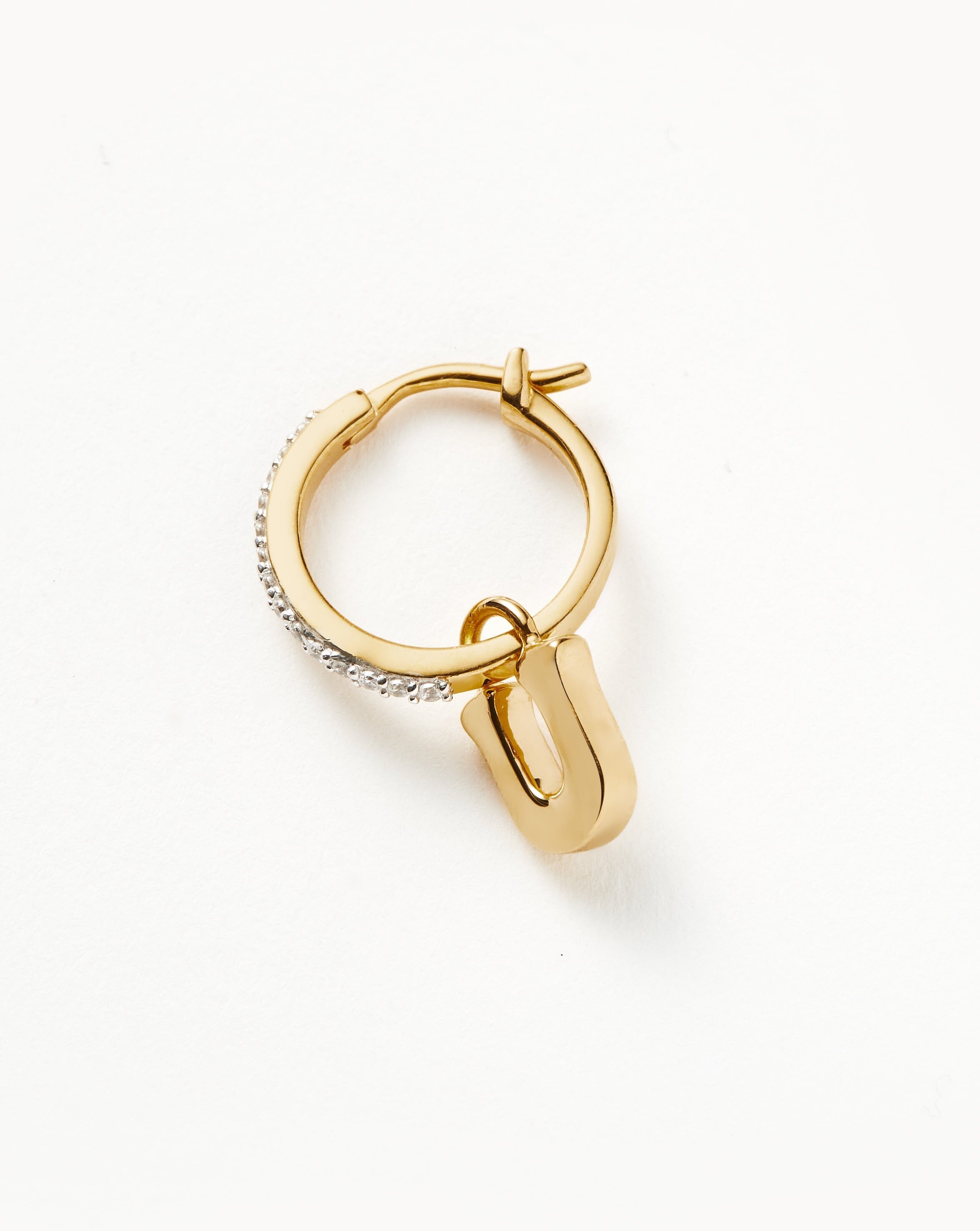 Personalized Initial U Hoop Earrings - 18k Gold Vermeil Single Charm Earrings for Women | Perfect for Gifts, Everyday Wear & Special Occasions