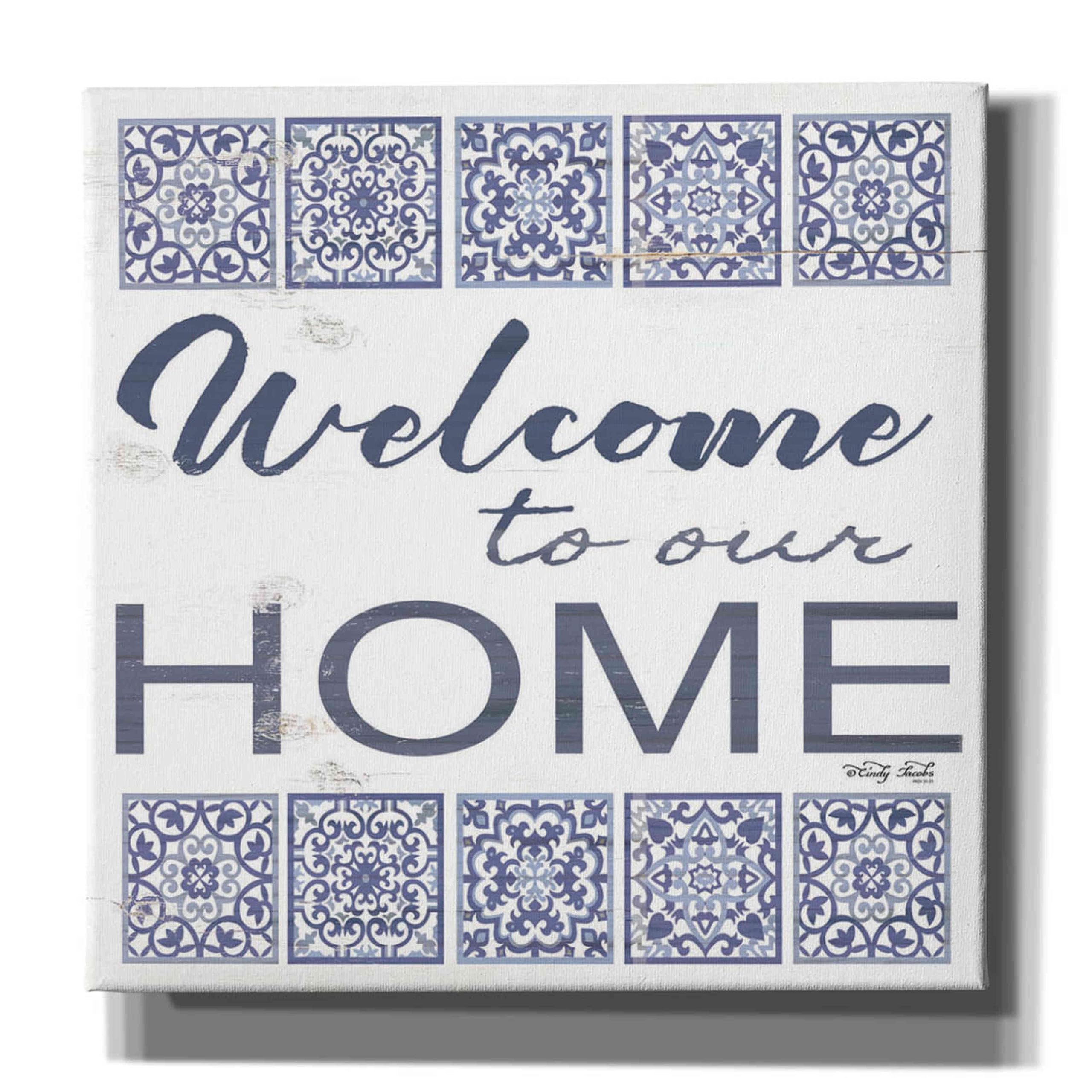Epic Graffiti 'Welcome to Our Home Tile' by Cindy Jacobs - 37x37 Inch Canvas Wall Art for Living Room, Bedroom & Entryway Decor - Modern Abstract Painting for Home & Office Interior Design