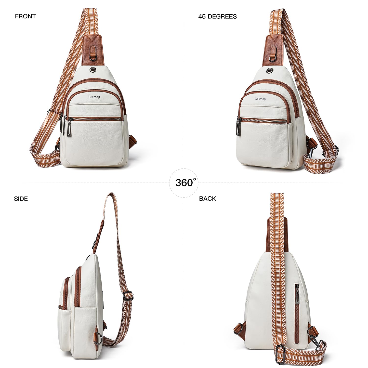 7L Sling Bag for Women & Men - Crossbody Shoulder Tote Belt Bag Backpack Fanny Pack - Travel Purse Faux Leather - Perfect for Hiking, Gym & Daily Commute