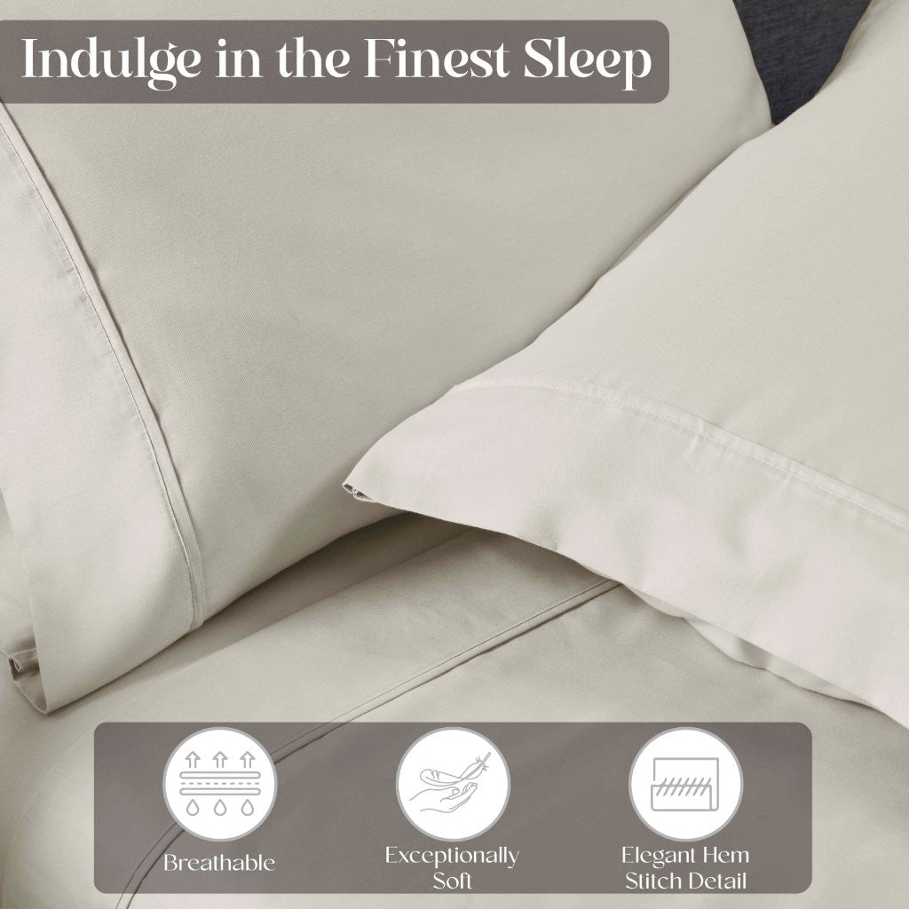 Premium 1400-1500 Thread Count Cotton Blend Deep Pocket Bed Sheet Set - Ultra Soft & Breathable for King, Queen, Full & Twin Beds - Perfect for Home, Hotel & Guest Room Comfort