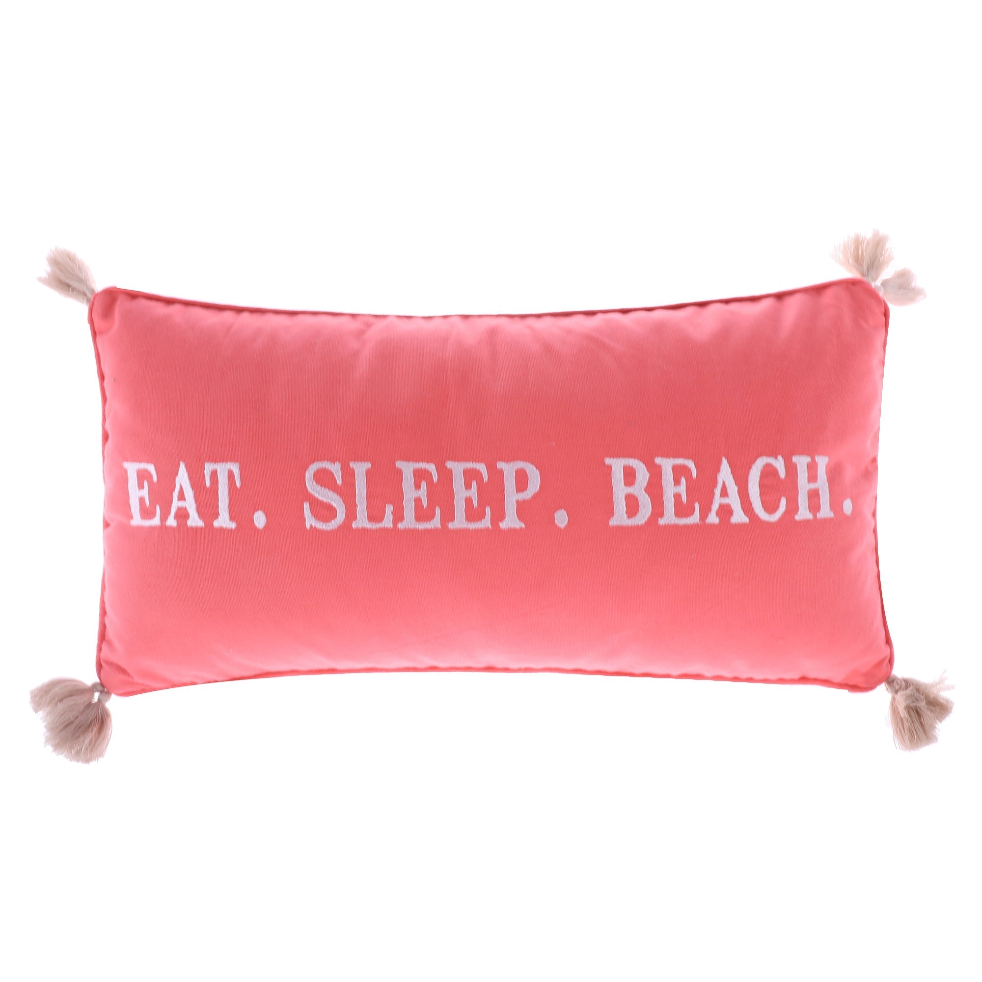 Coral Eat Sleep Beach Pillow - Soft Travel Neck Pillow for Airplane, Car, Camping & Lounging - Comfortable Vacation Essential for Beach, Pool & Outdoor Relaxation