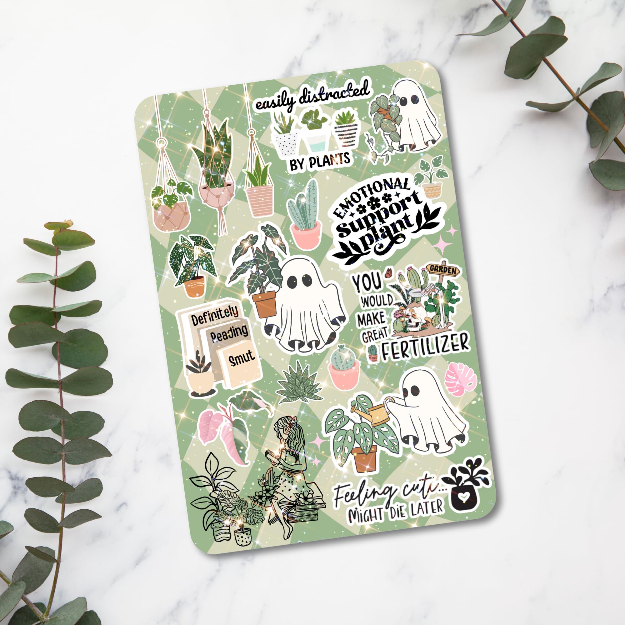 Clear Kindle Back Cover Insert for Kindle Paperwhite 11th Generation | Bookish E-Reader Case Insert with Agave Green Cardstock | BookTok Inspired Stickers | Perfect Gift for Book and Plant Lovers | Ideal for Reading, Travel & Book Club Meetings