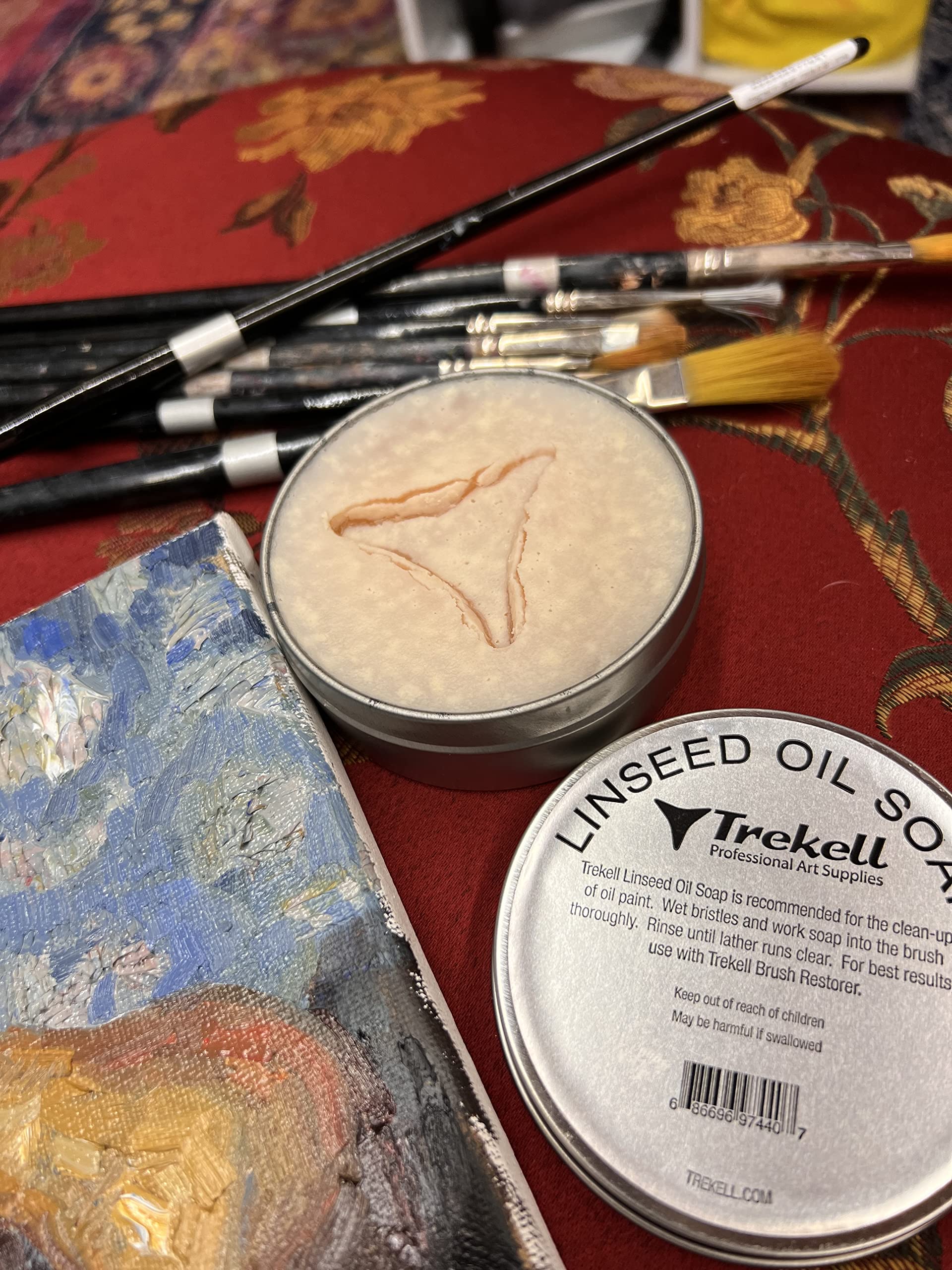 Trekell Linseed Oil Paint Brush Cleaner - Solvent-Free, Non-Toxic Artist Brush Soap for Oil & Acrylic Paints (3oz) - Perfect for Studio Cleaning & Brush Maintenance